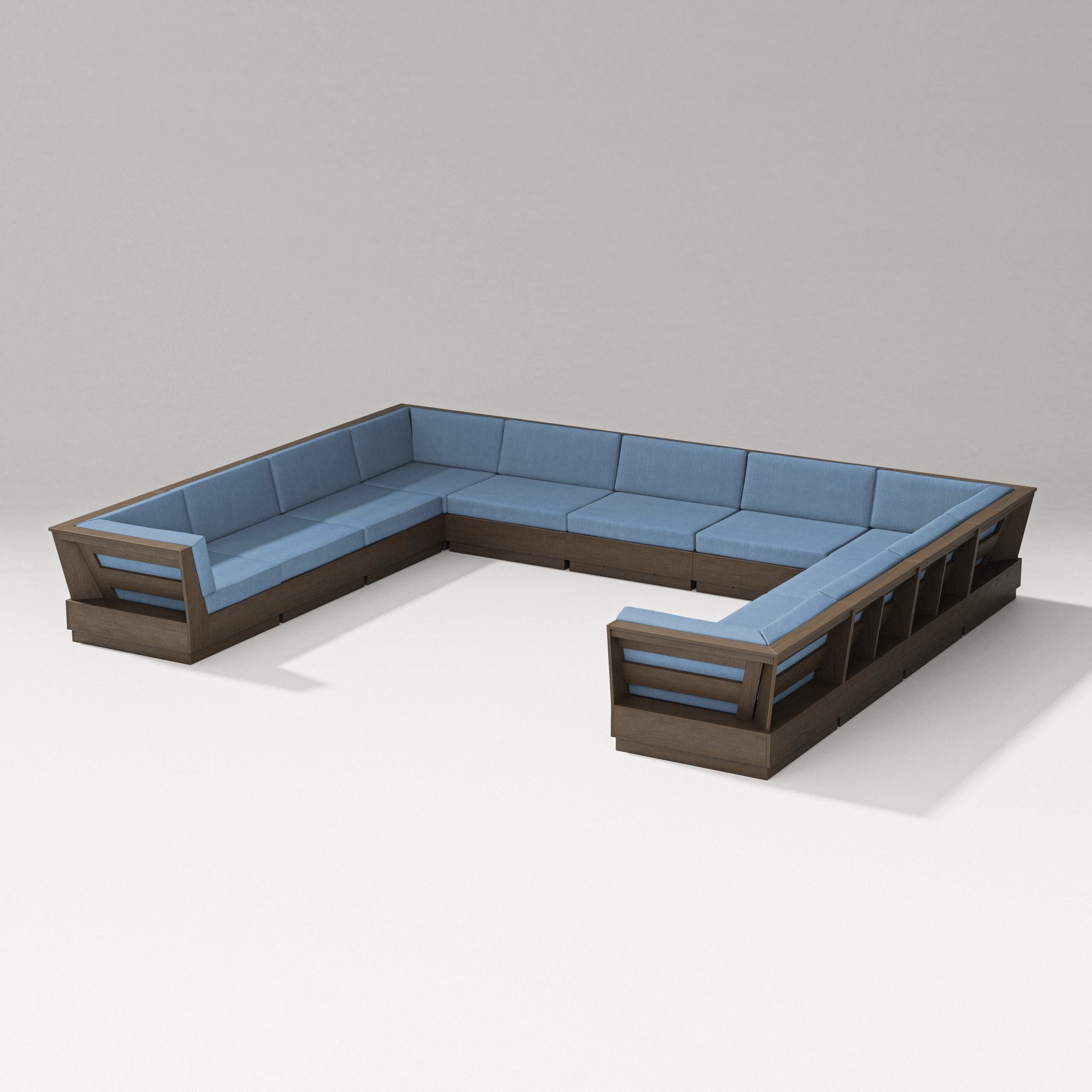 PW Designer Series Elevate Large U-Shaped Sectional in Kona / Sky Blue
