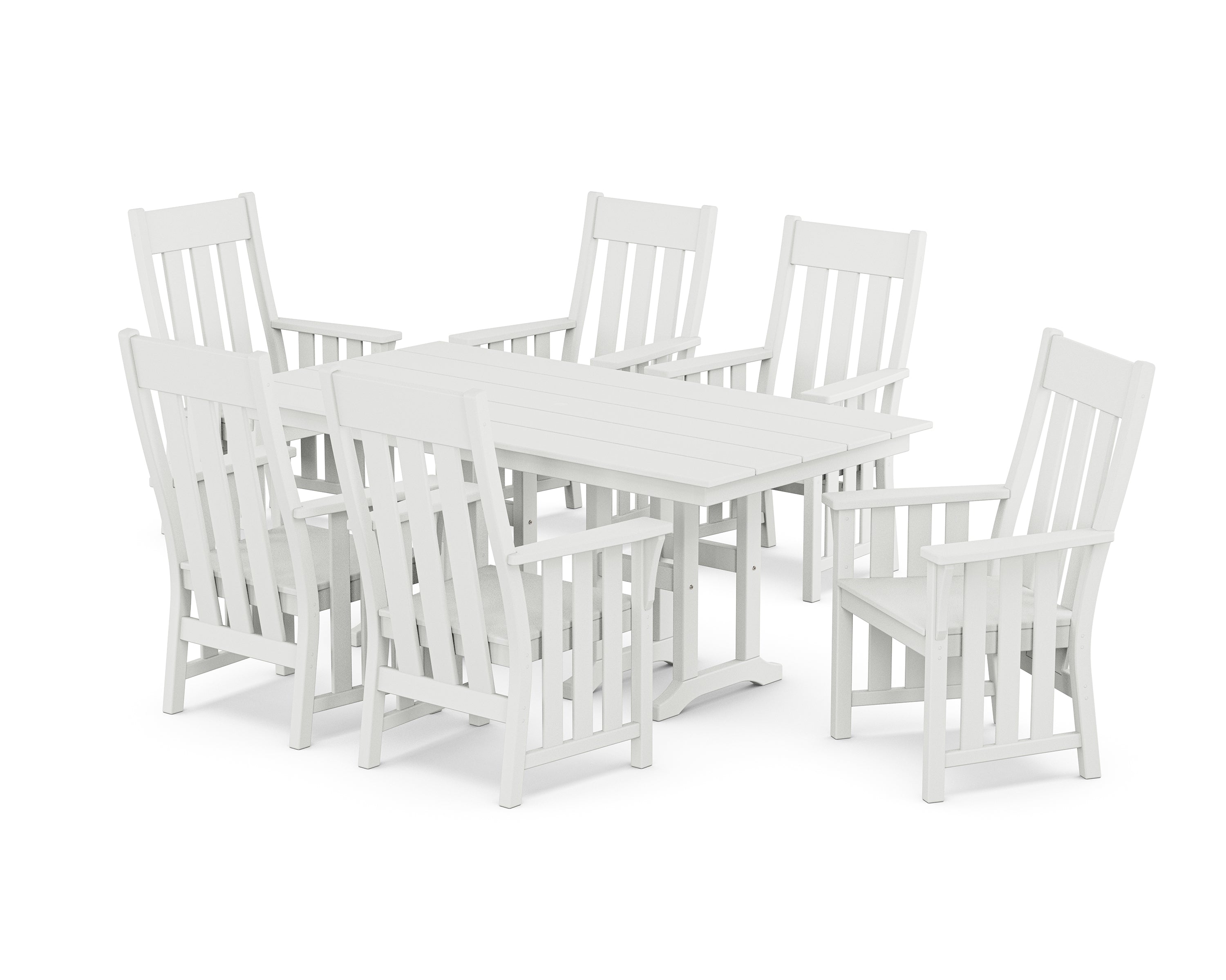 Martha Stewart by POLYWOOD Acadia Arm Chair 7-Piece Farmhouse Dining Set in White