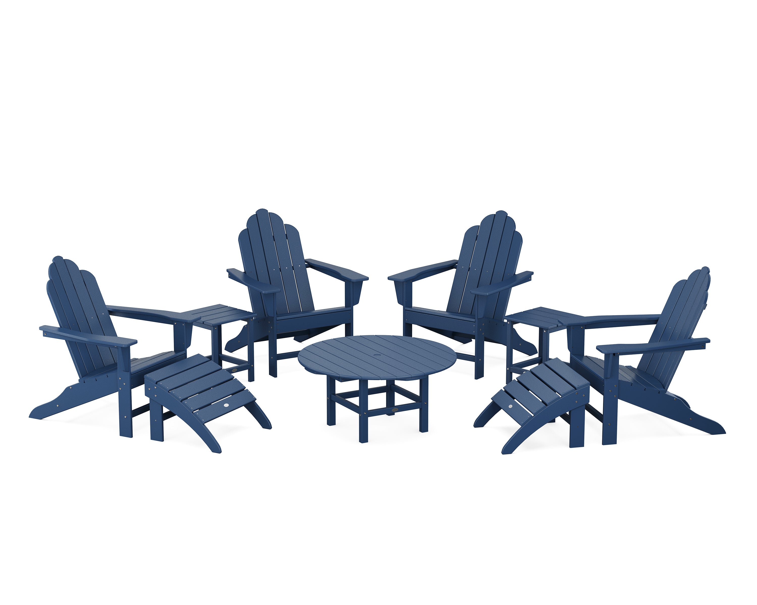 POLYWOOD Long Island Adirondack 9-Piece Conversation Group in Navy