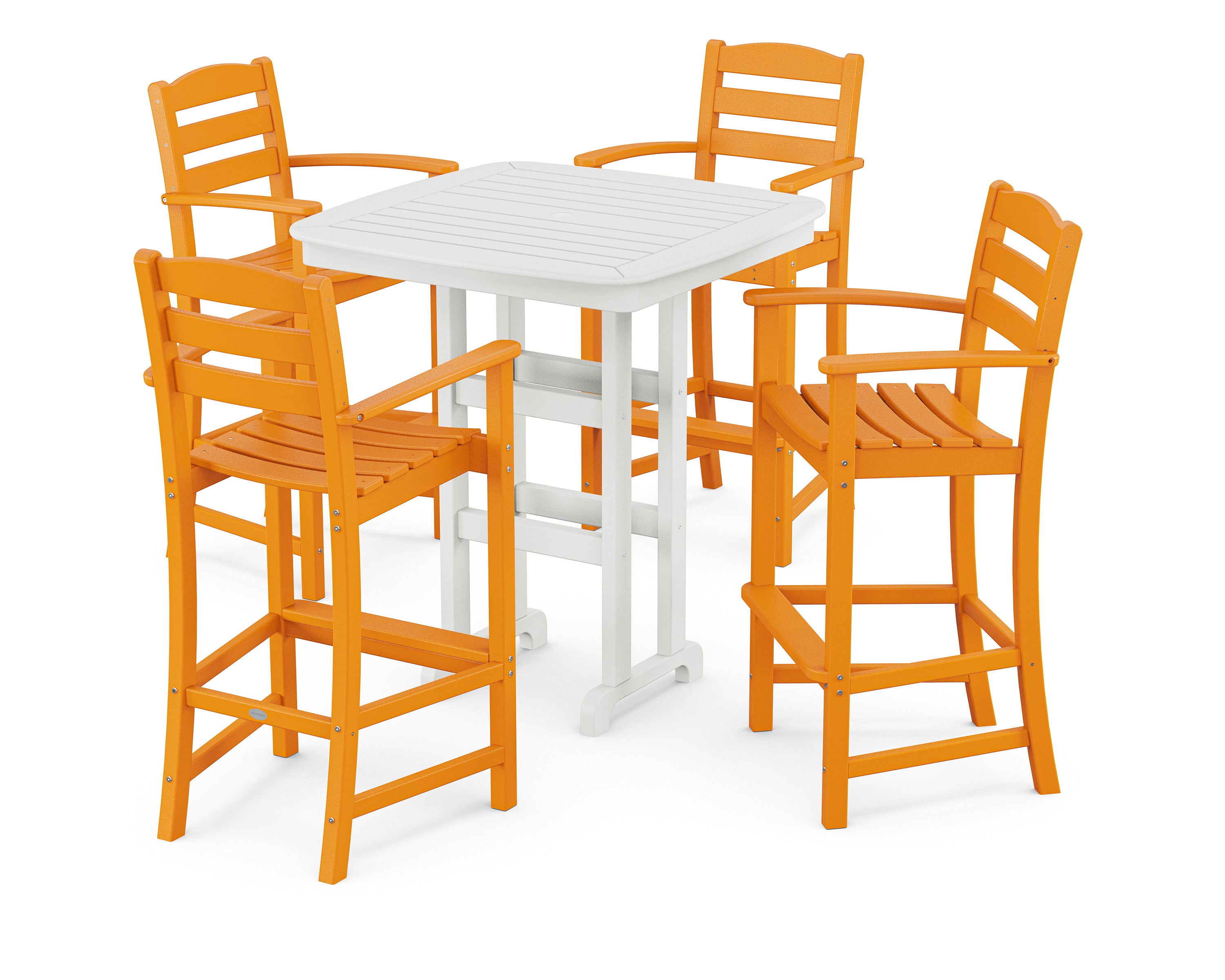 POLYWOOD La Casa Café 5-Piece Bar Set in Tangerine / White