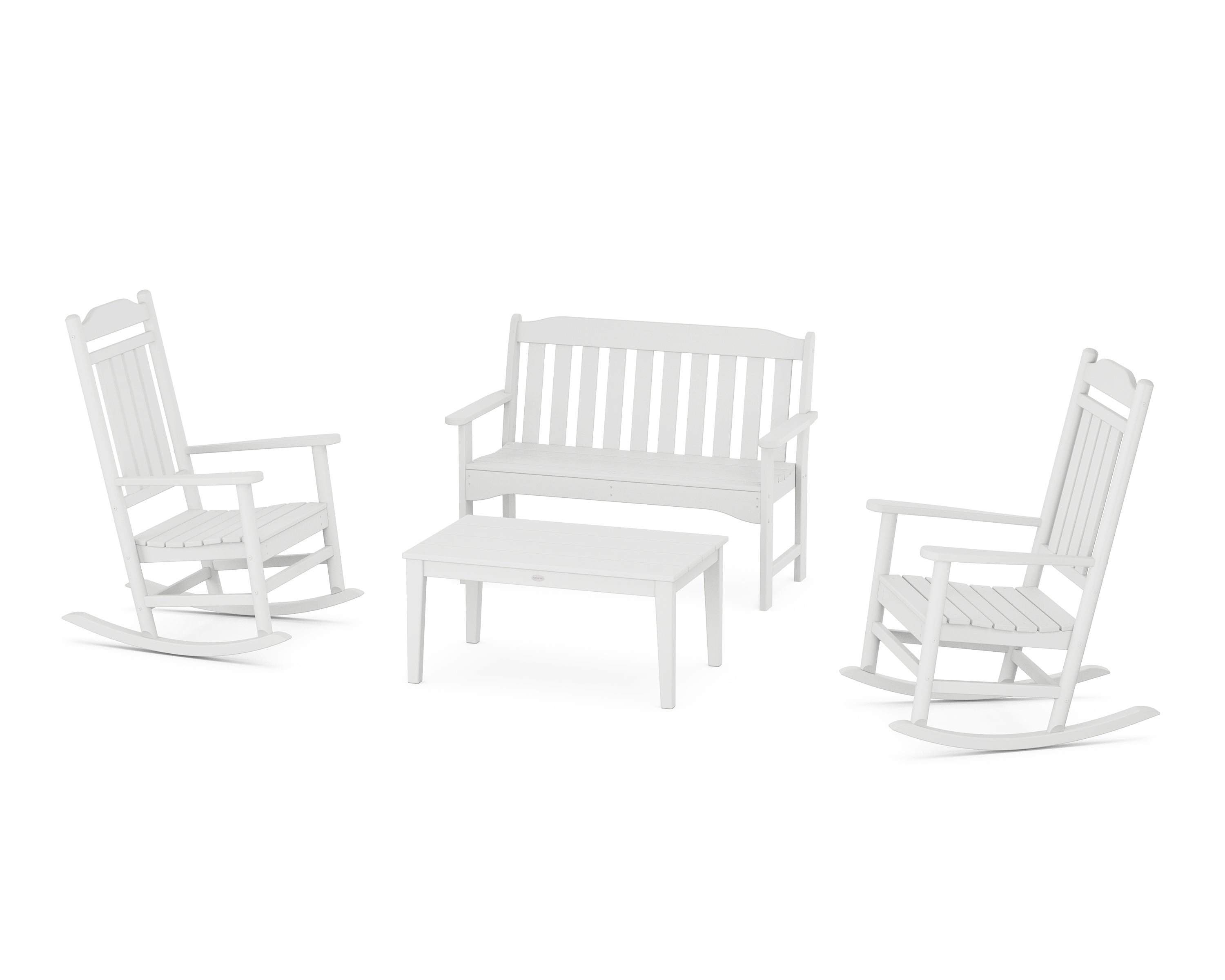 POLYWOOD Country Living Legacy Rocking Chair 4-Piece Porch Set in White
