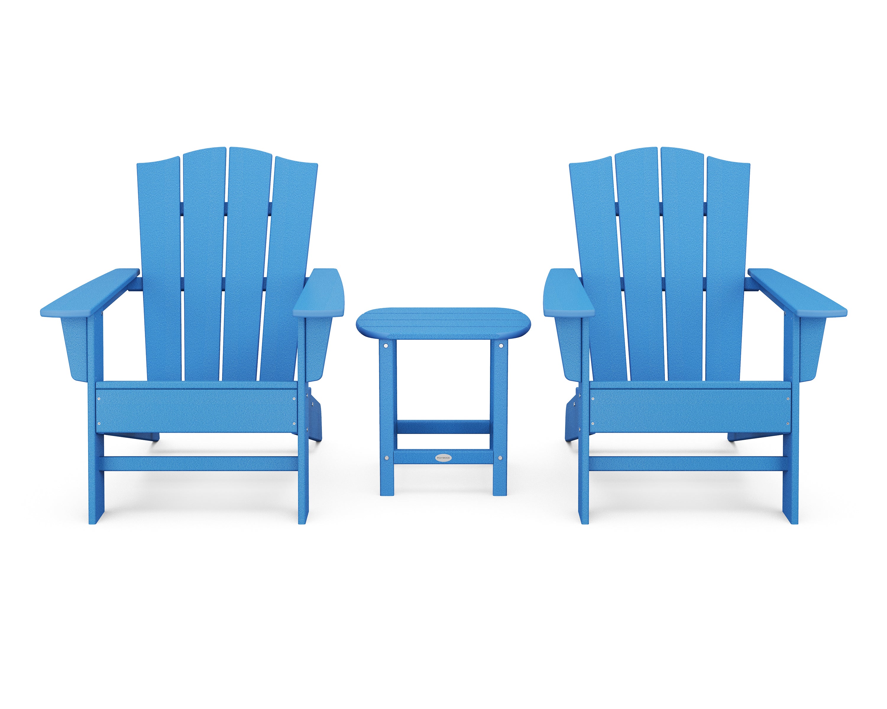 POLYWOOD Wave 3-Piece Adirondack Chair Set with The Crest Chairs in Pacific Blue