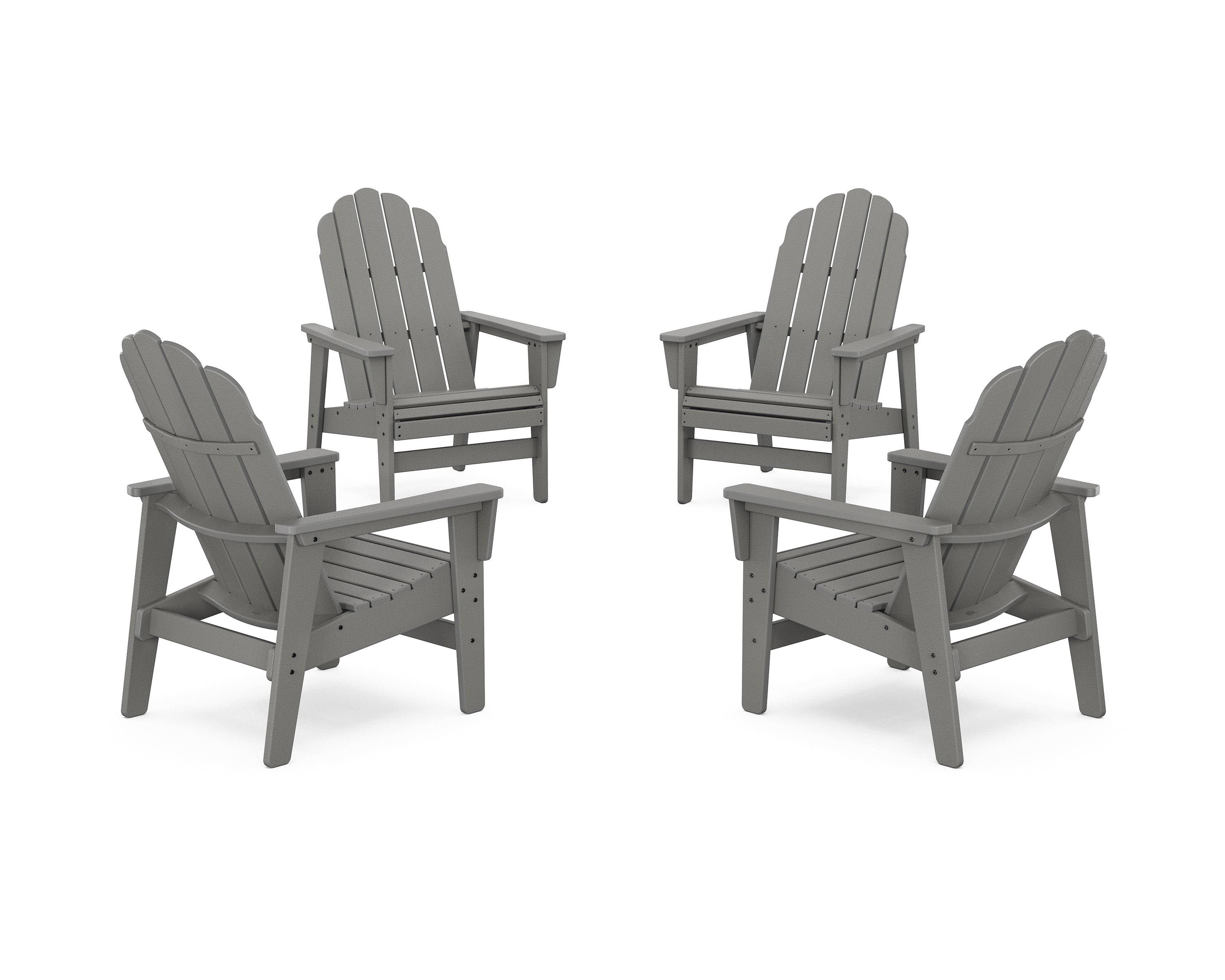 POLYWOOD 4-Piece Vineyard Grand Upright Adirondack Chair Conversation Set in Slate Grey
