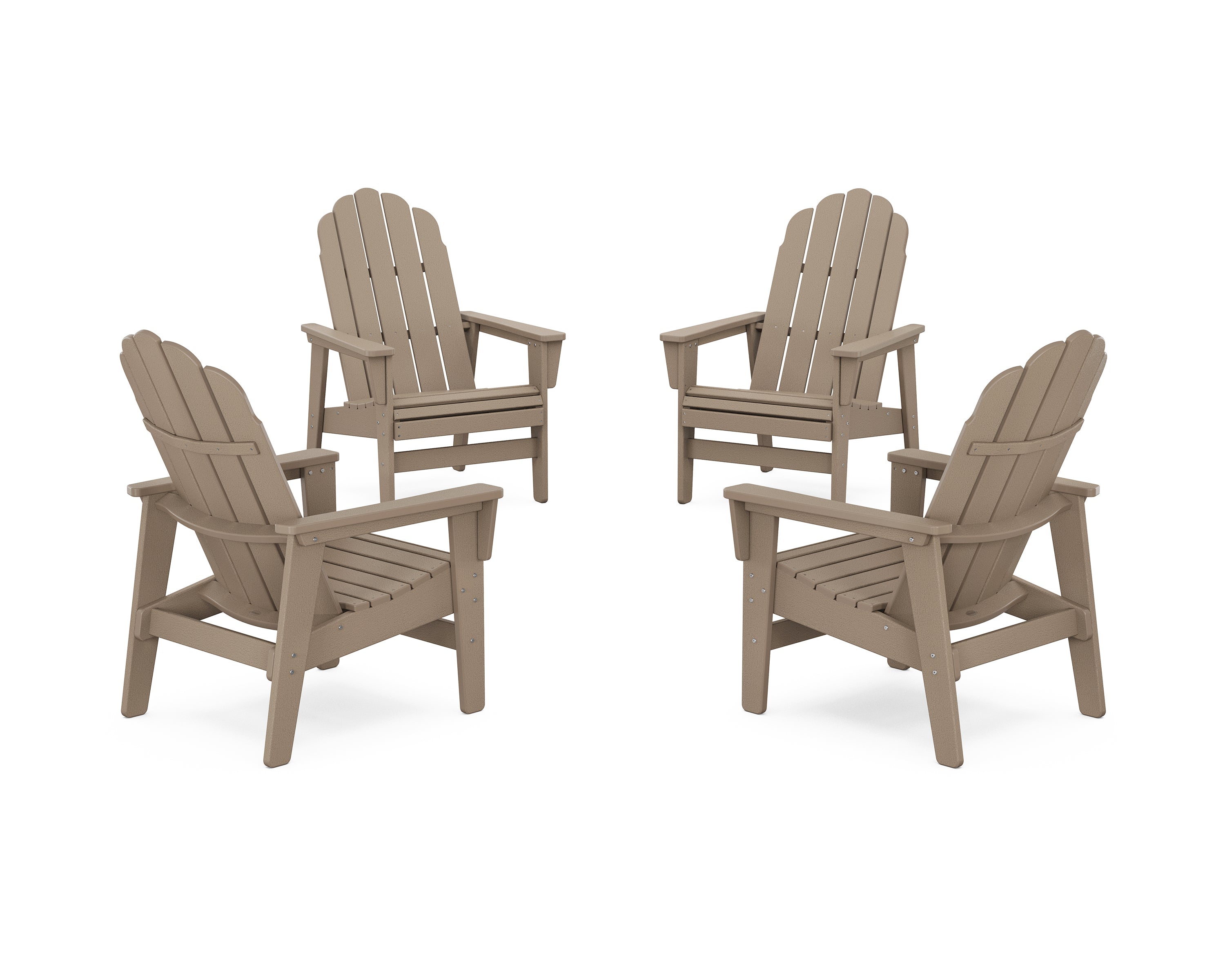 POLYWOOD 4-Piece Vineyard Grand Upright Adirondack Chair Conversation Set in Vintage Sahara