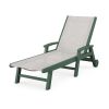 POLYWOOD Coastal Chaise with Wheels in Green / Parchment Sling