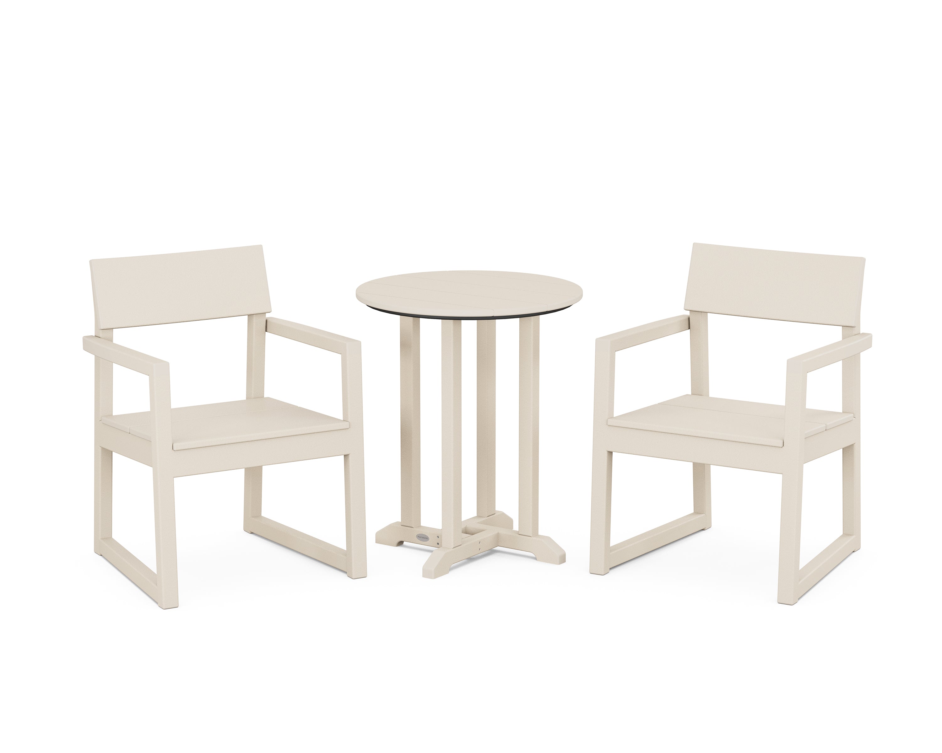 POLYWOOD EDGE 3-Piece Round Bistro Dining Set in Sand