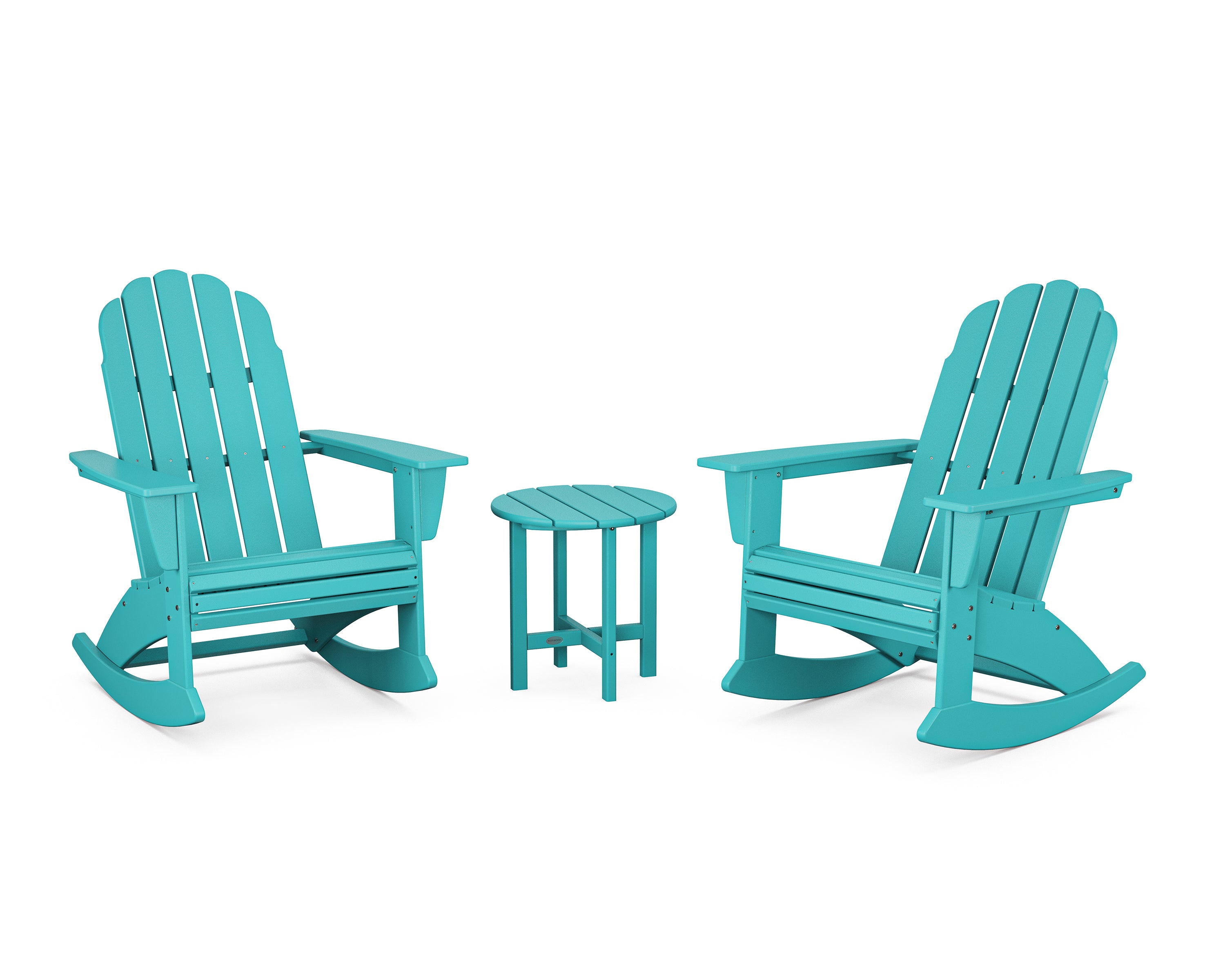 POLYWOOD® Vineyard Curveback 3-Piece Adirondack Rocking Chair Set in Aruba