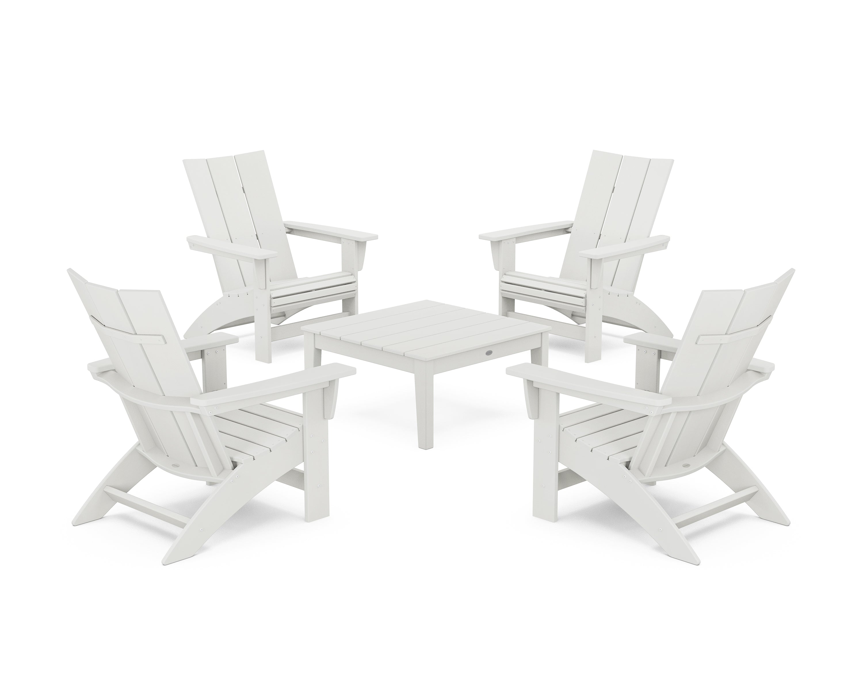 POLYWOOD 5-Piece Modern Grand Adirondack Chair Conversation Group in Vintage White
