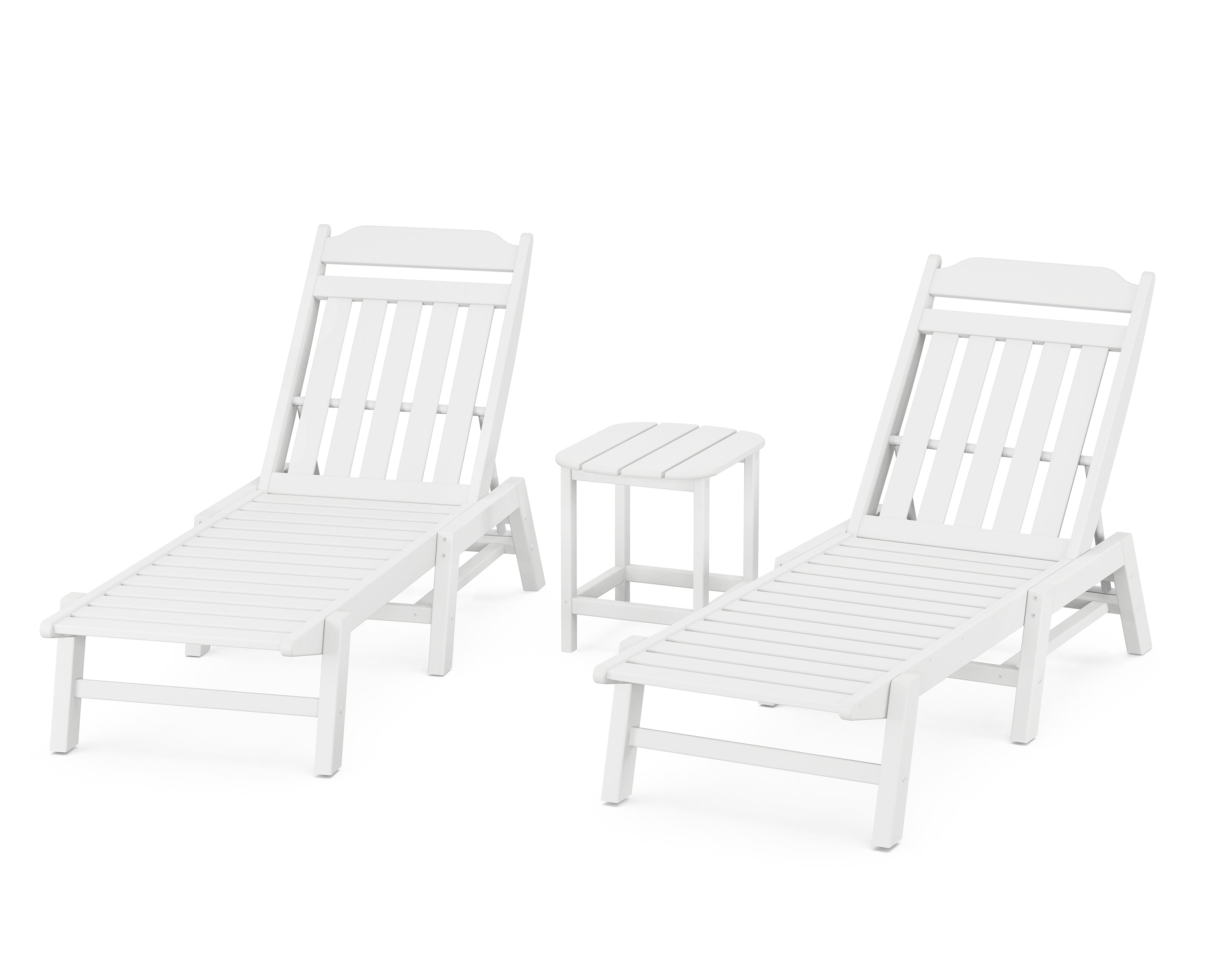 POLYWOOD Country Living 3-Piece Chaise Set in White