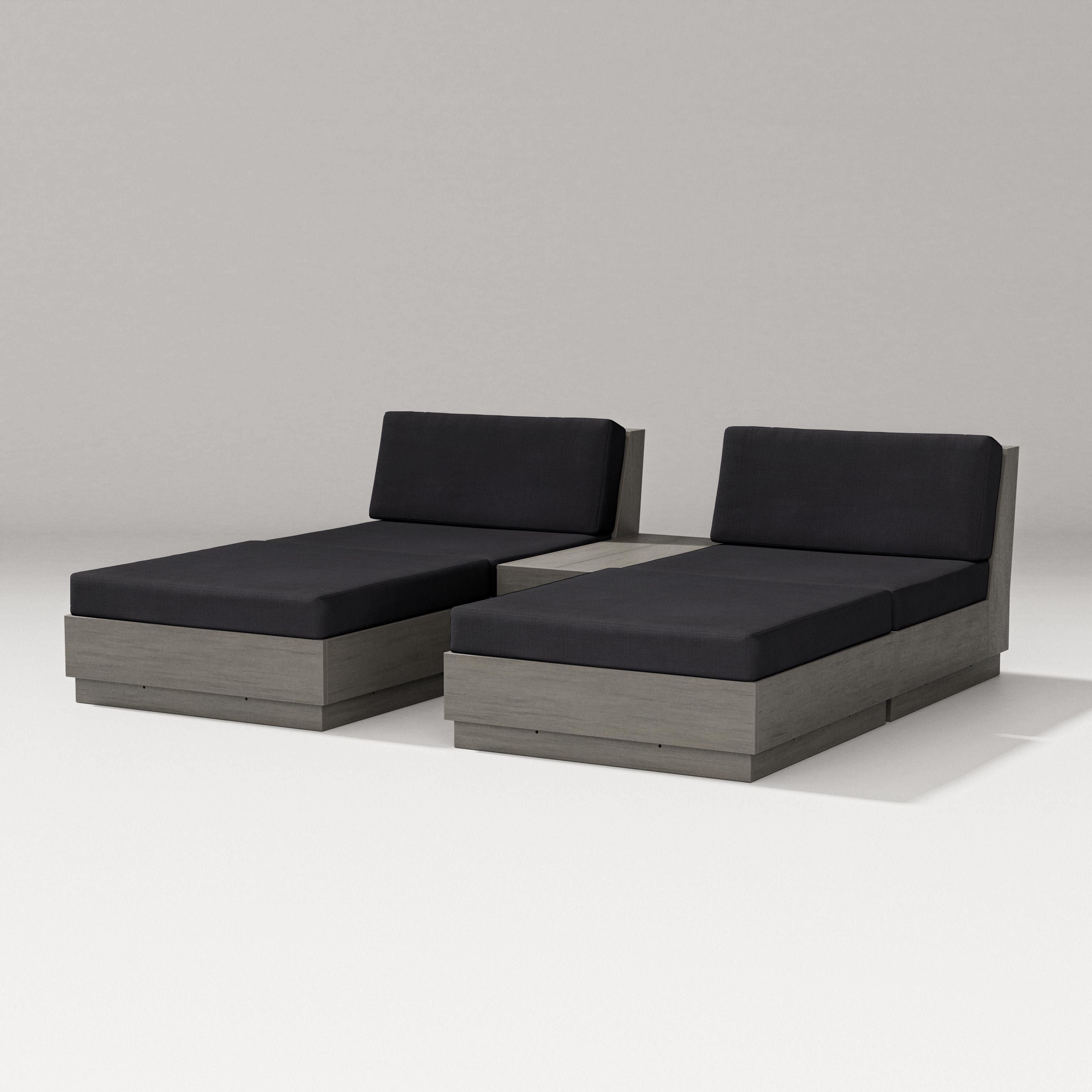 PW Designer Series Elevate Double Chaise Set in Driftwood / Midnight Linen