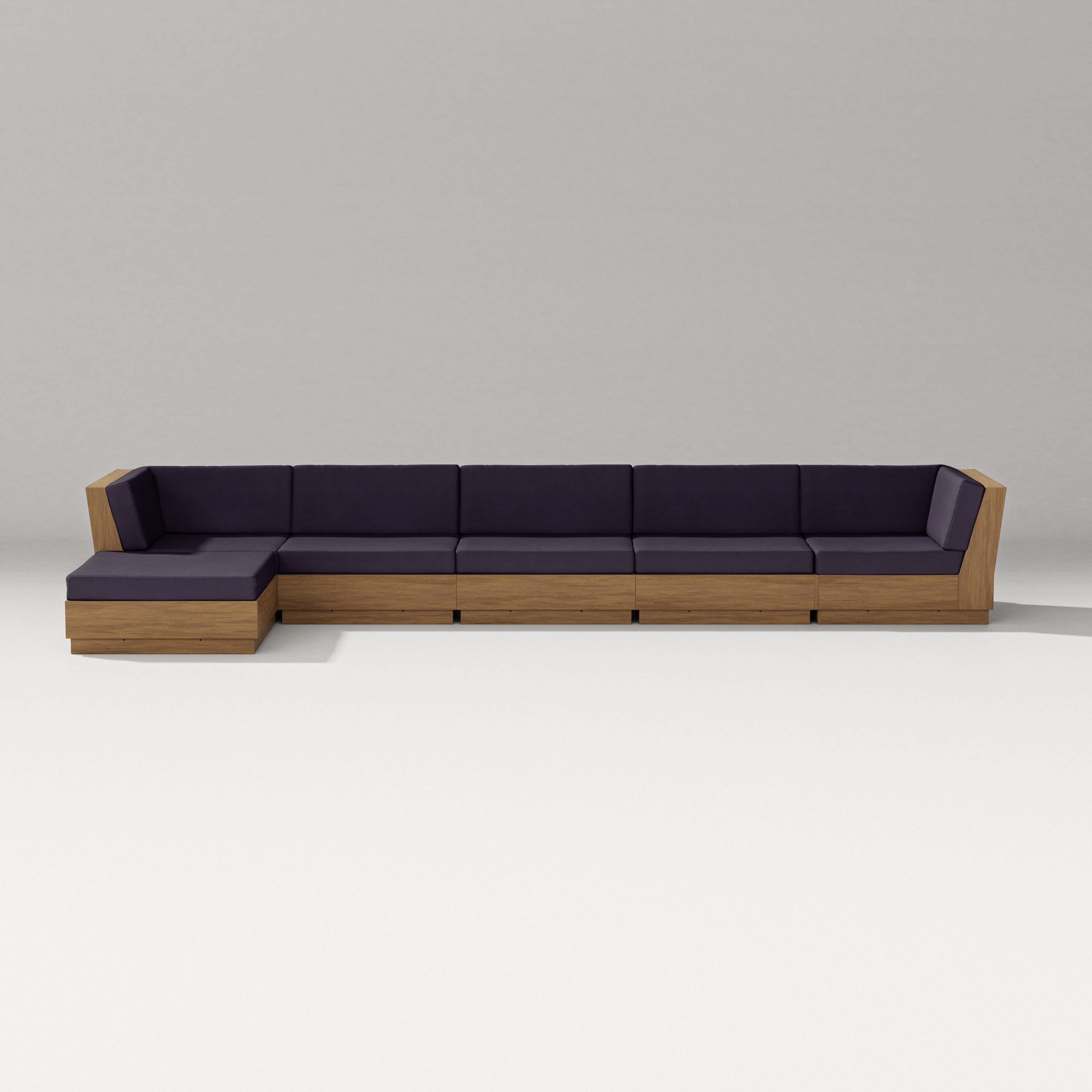PW Designer Series Elevate 6-Piece Chaise Sectional in Natural / Navy Linen