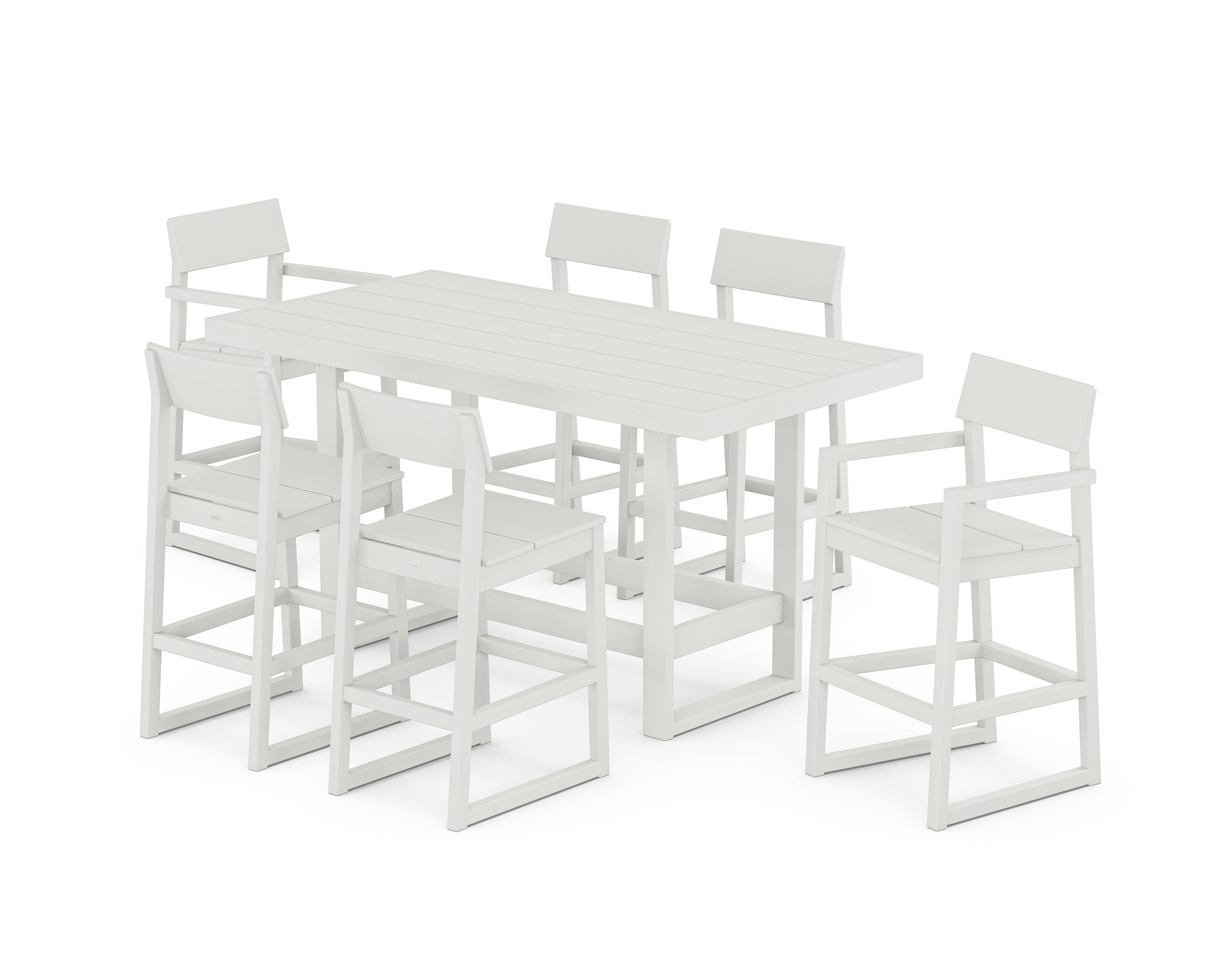 POLYWOOD EDGE 7-Piece Bar Table Set in Vintage White