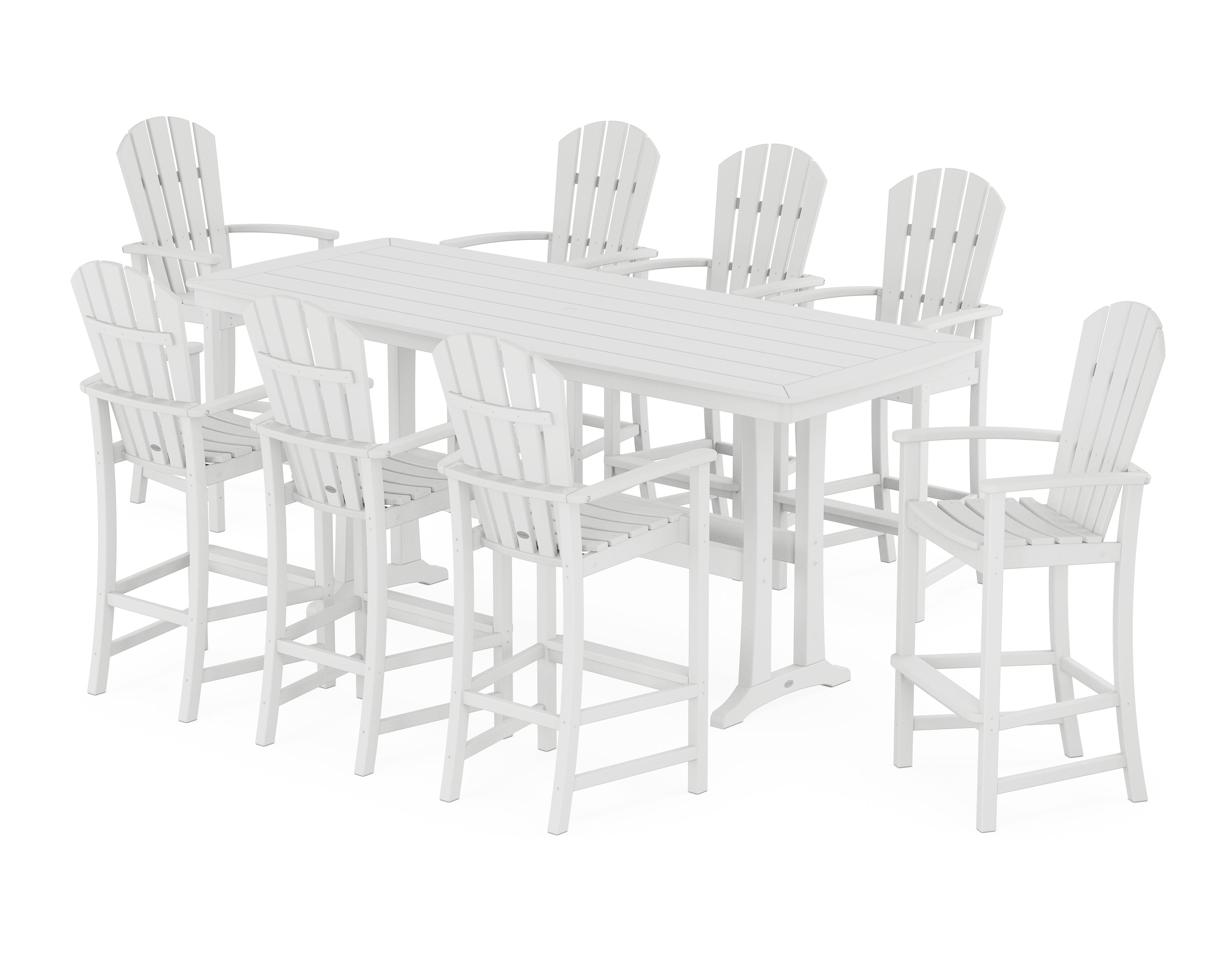 POLYWOOD Palm Coast 9-Piece Bar Set with Trestle Legs in White