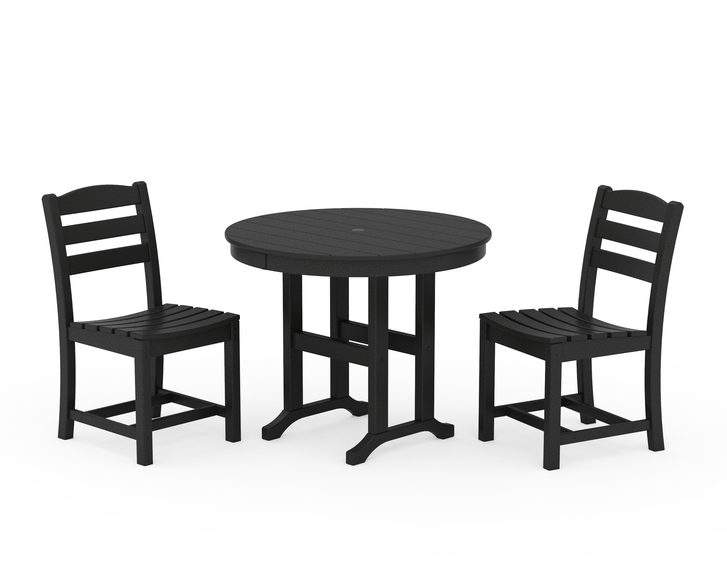 POLYWOOD La Casa Café Side Chair 3-Piece Round Dining Set in Black