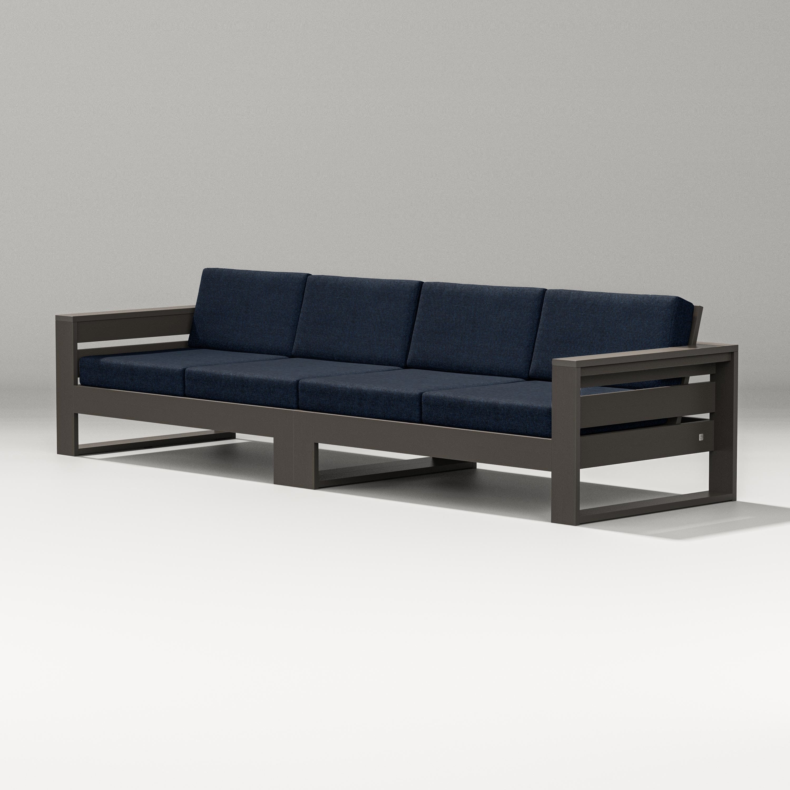 PW Designer Series Latitude Straight Sectional in Vintage Coffee / Marine Indigo