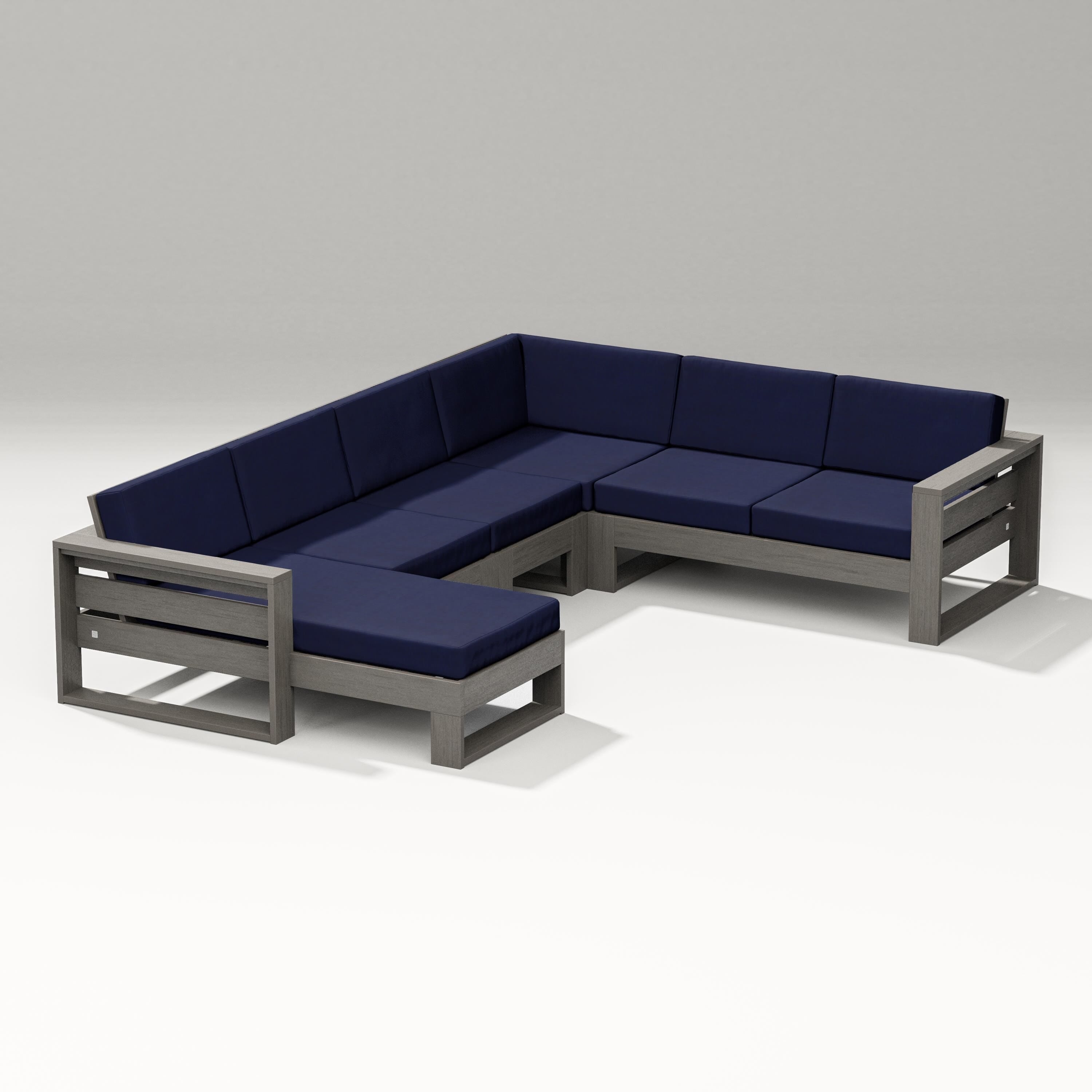 PW Designer Series Latitude Corner Sectional with Left Chaise in Driftwood / Navy