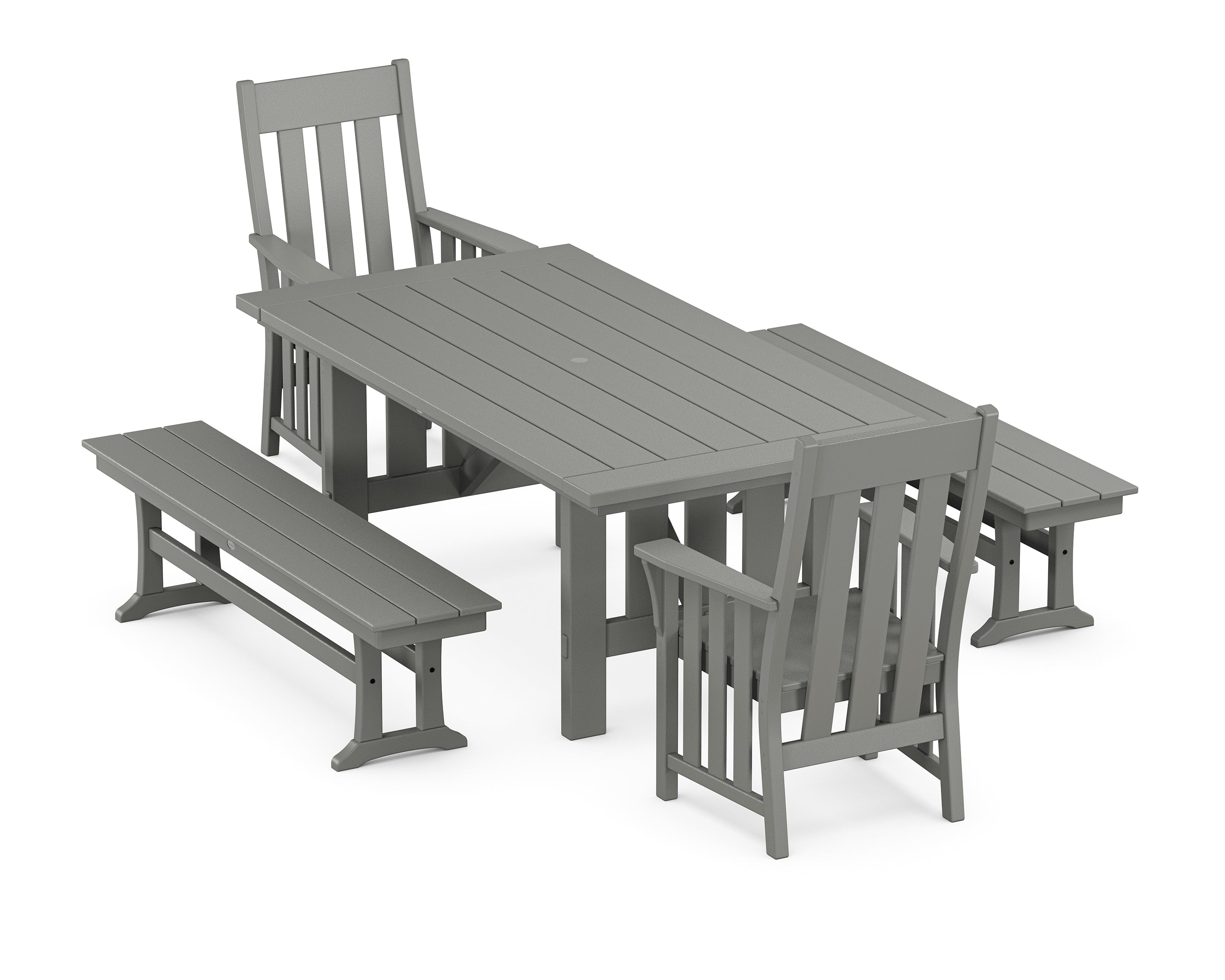 Martha Stewart by POLYWOOD Acadia 5-Piece Dining Set with Benches in Slate Grey