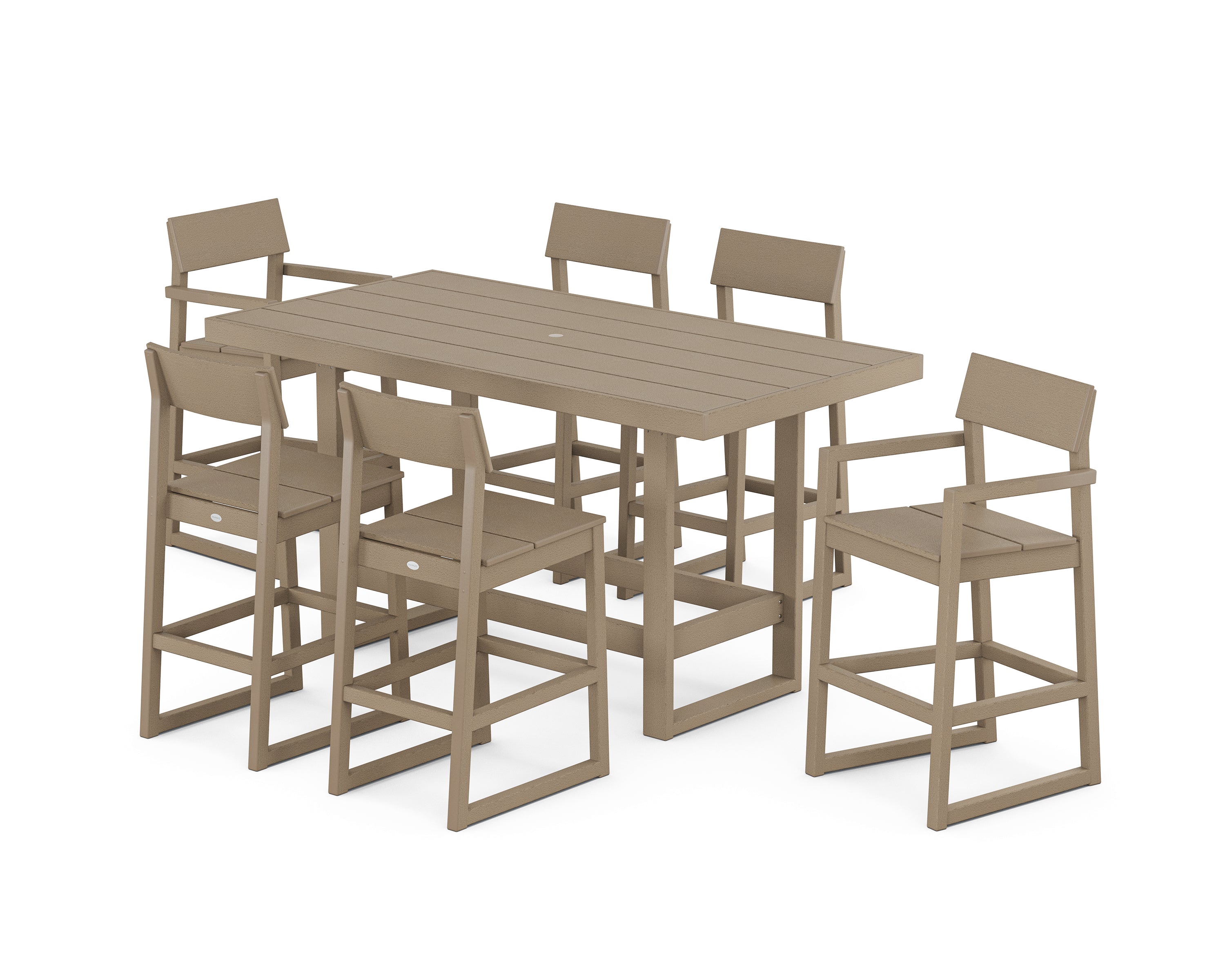 POLYWOOD EDGE 7-Piece Bar Table Set in Vintage Sahara