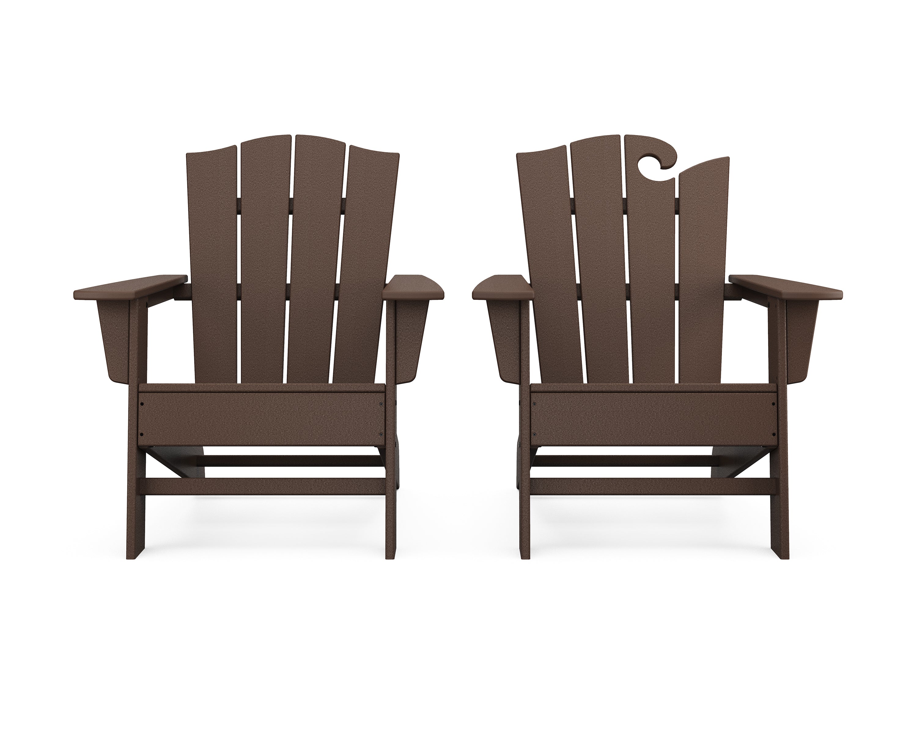 POLYWOOD Wave 2-Piece Adirondack Chair Set with The Crest Chair in Mahogany