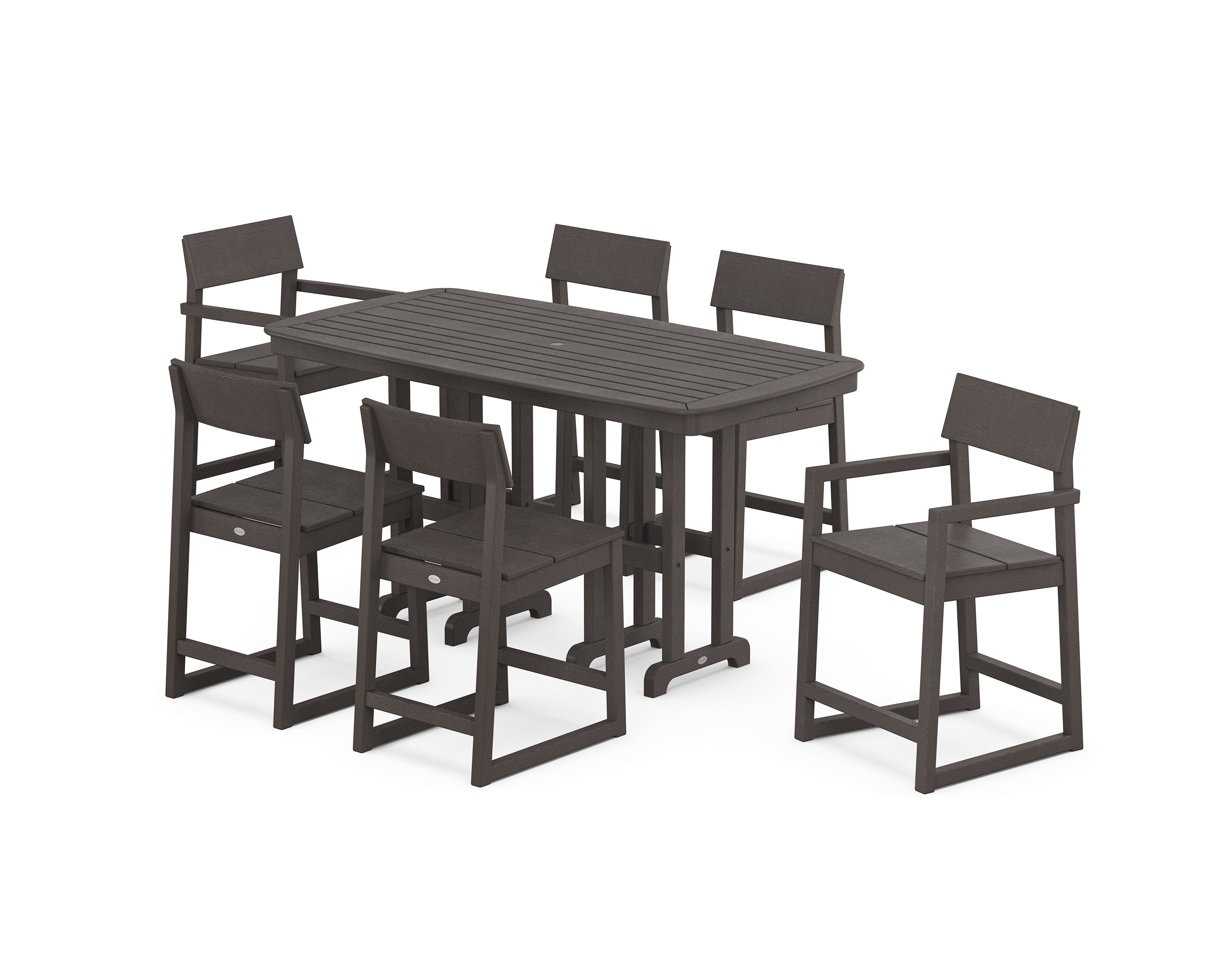 POLYWOOD EDGE 7-Piece Counter Set in Vintage Coffee