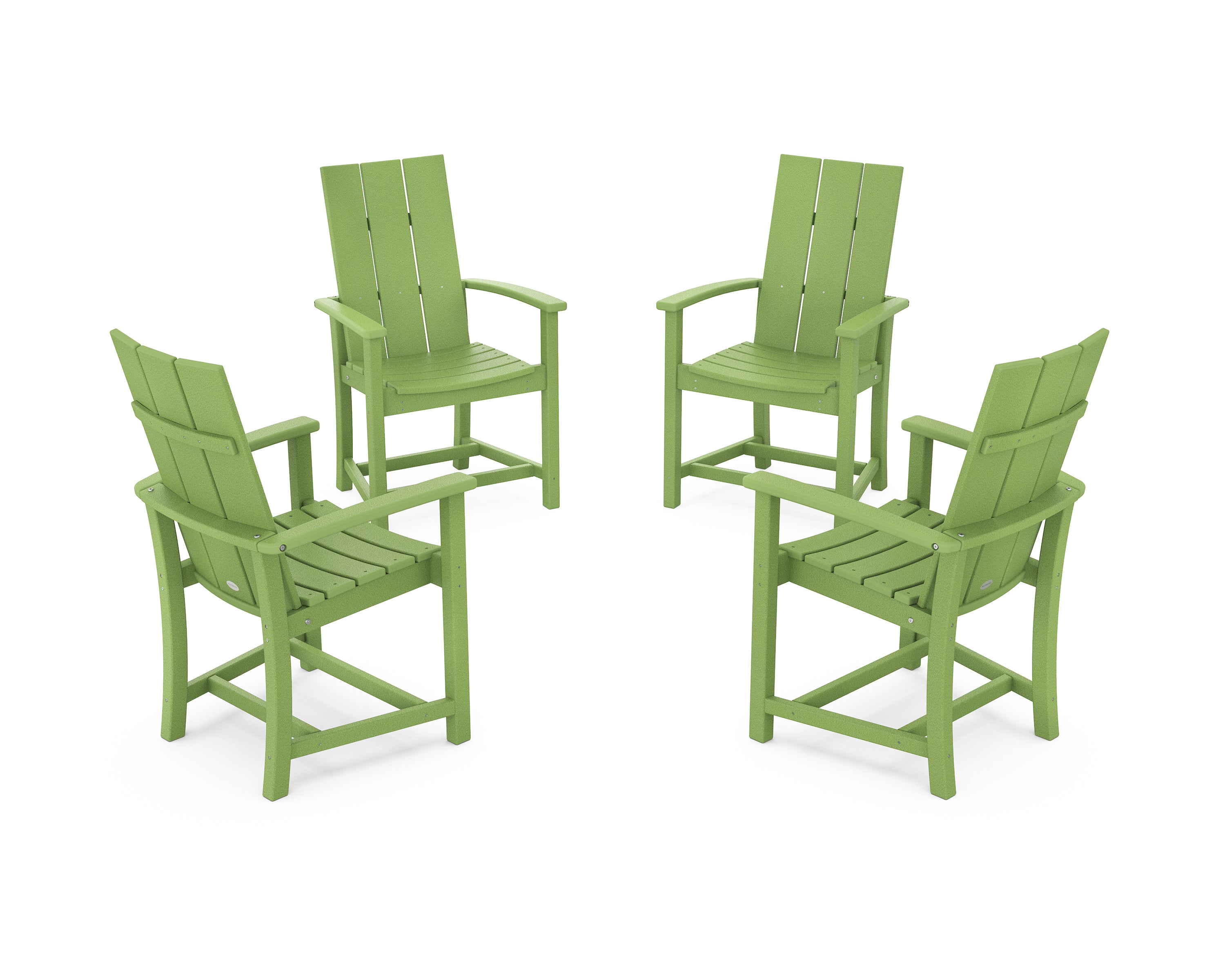 POLYWOOD Modern 4-Piece Upright Adirondack Conversation Set in Lime