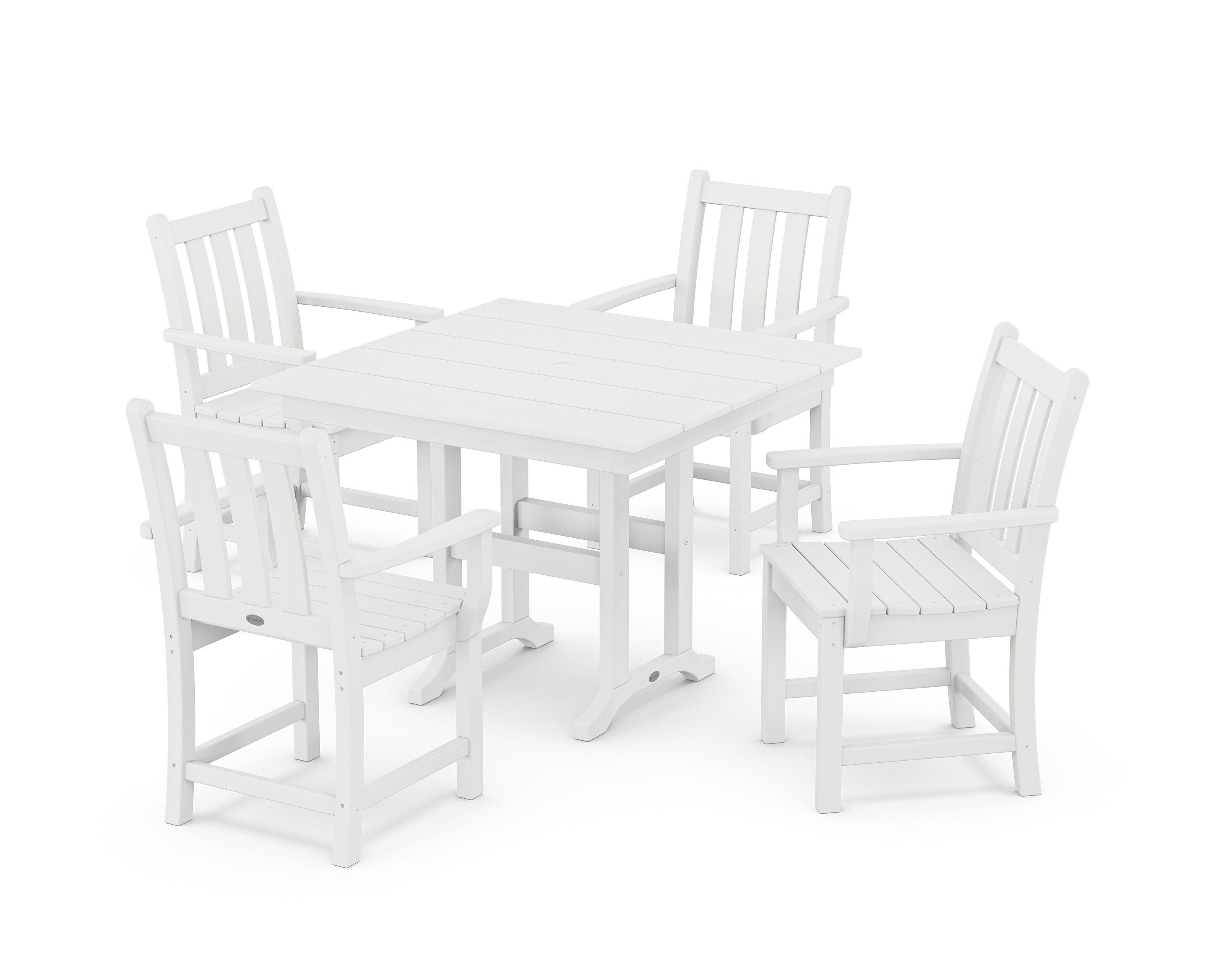 POLYWOOD Traditional Garden 5-Piece Farmhouse Dining Set in White