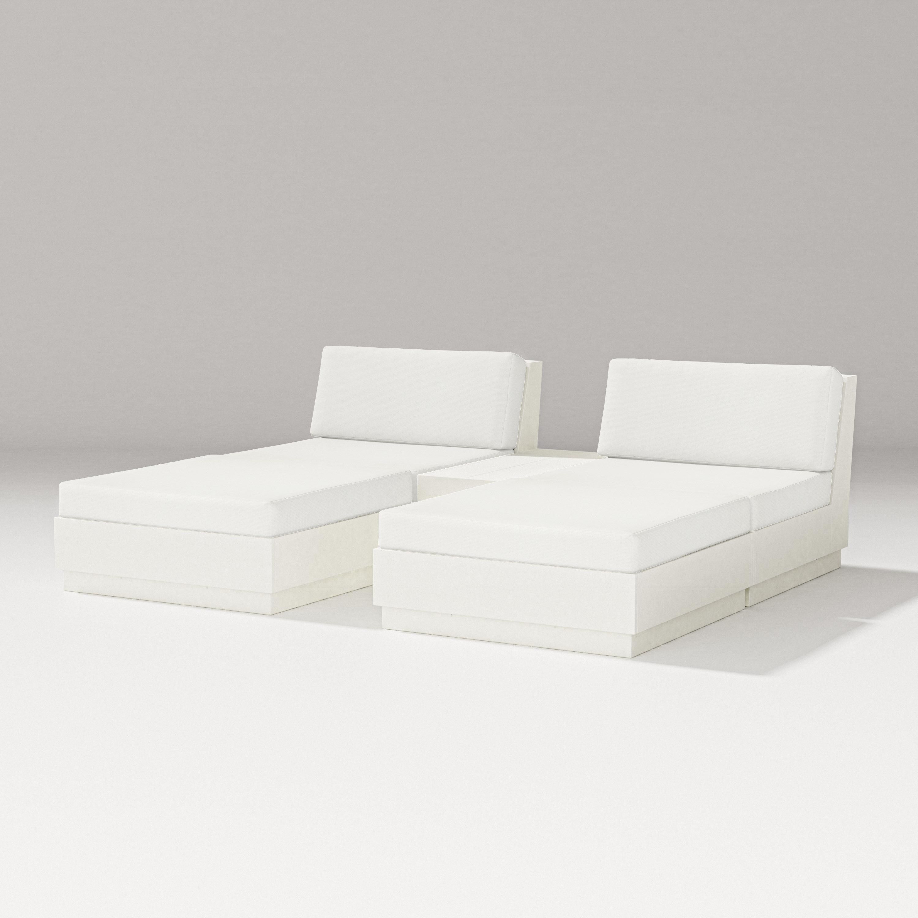 PW Designer Series Elevate Double Chaise Set in Vintage White / Natural Linen