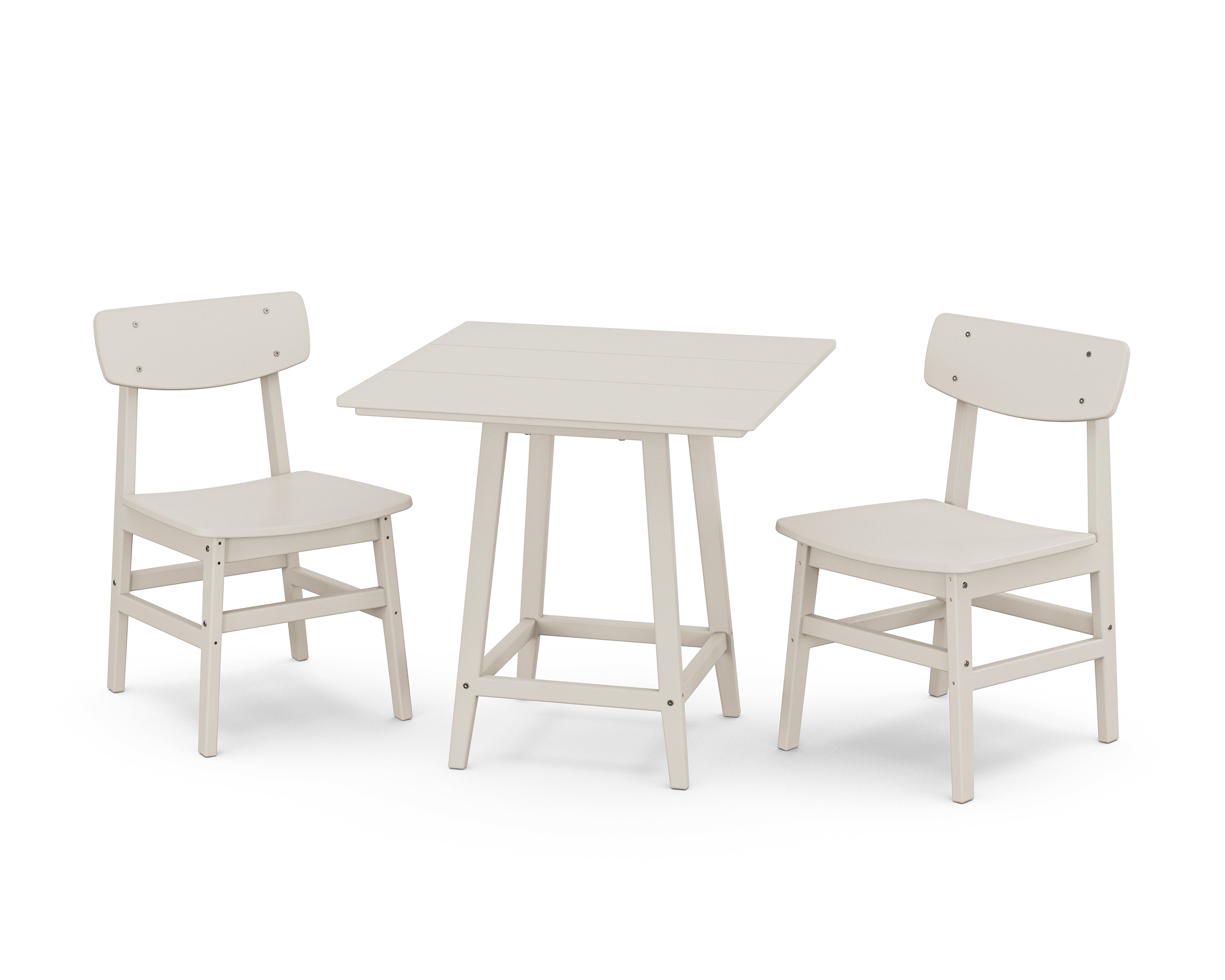 POLYWOOD Modern Studio Urban Chair 3-Piece Bistro Dining Set in Sand