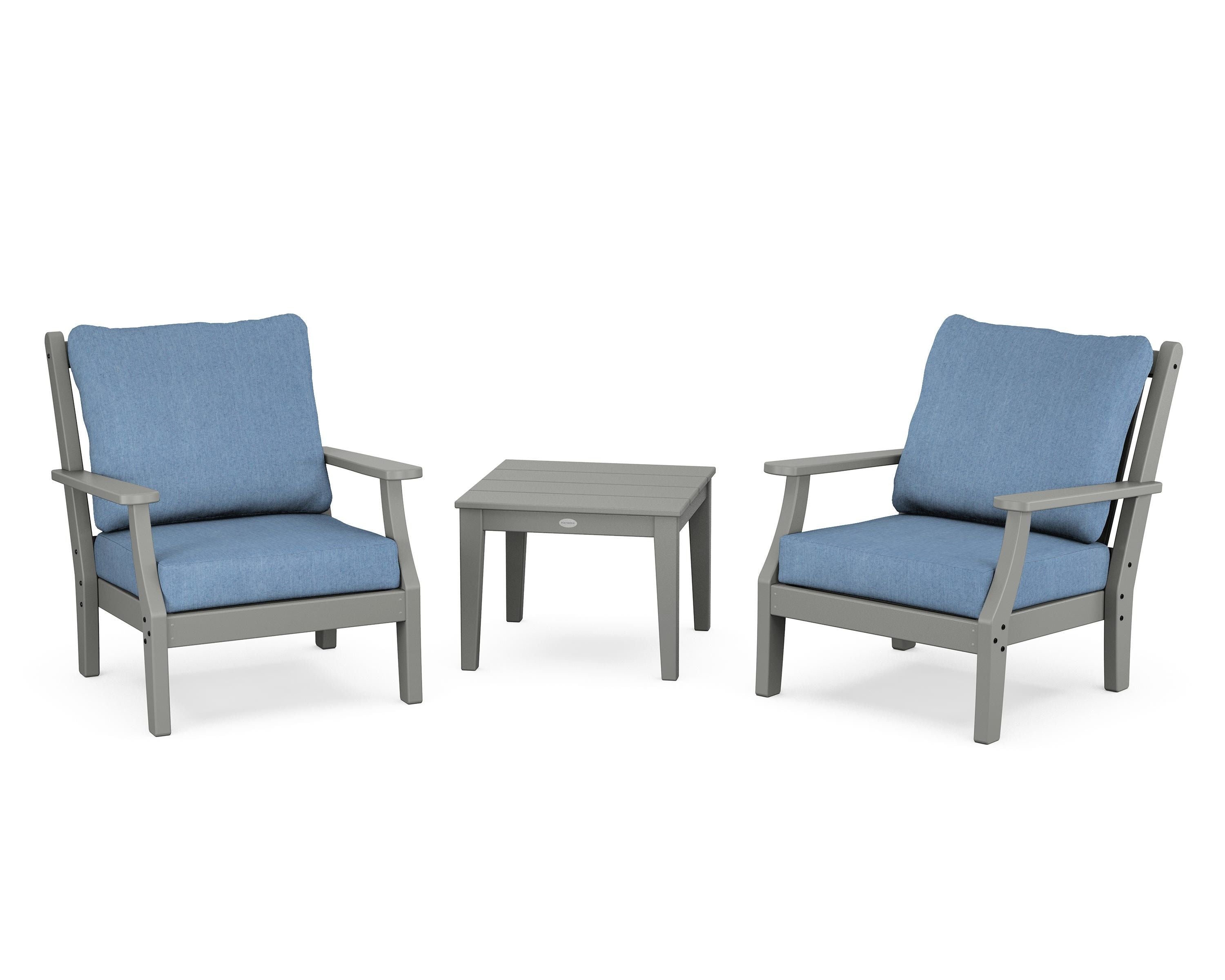 Country Living Wovendale 3-Piece Deep Seating Set in Slate Grey / Sky Blue