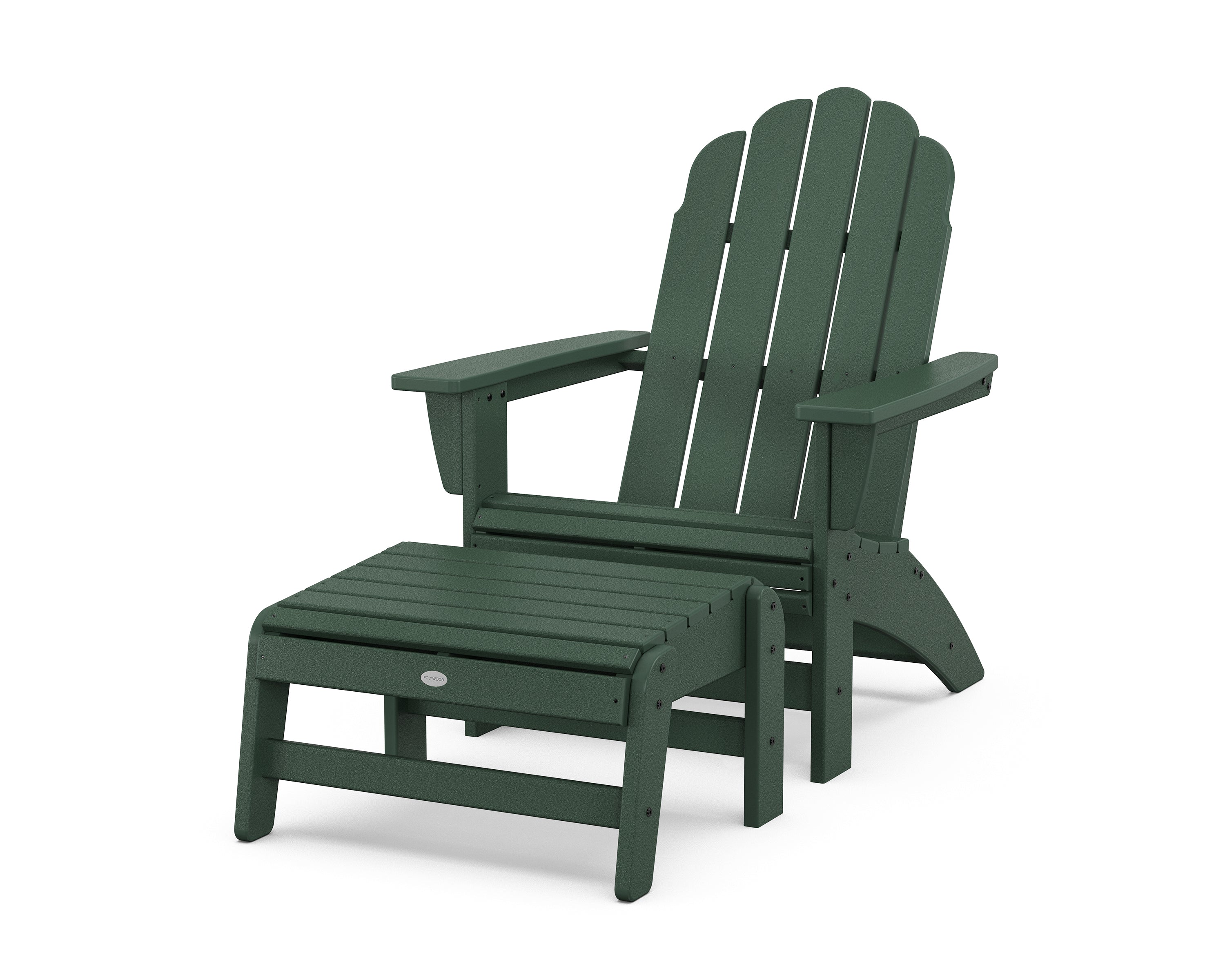 POLYWOOD Vineyard Grand Adirondack Chair with Ottoman in Green
