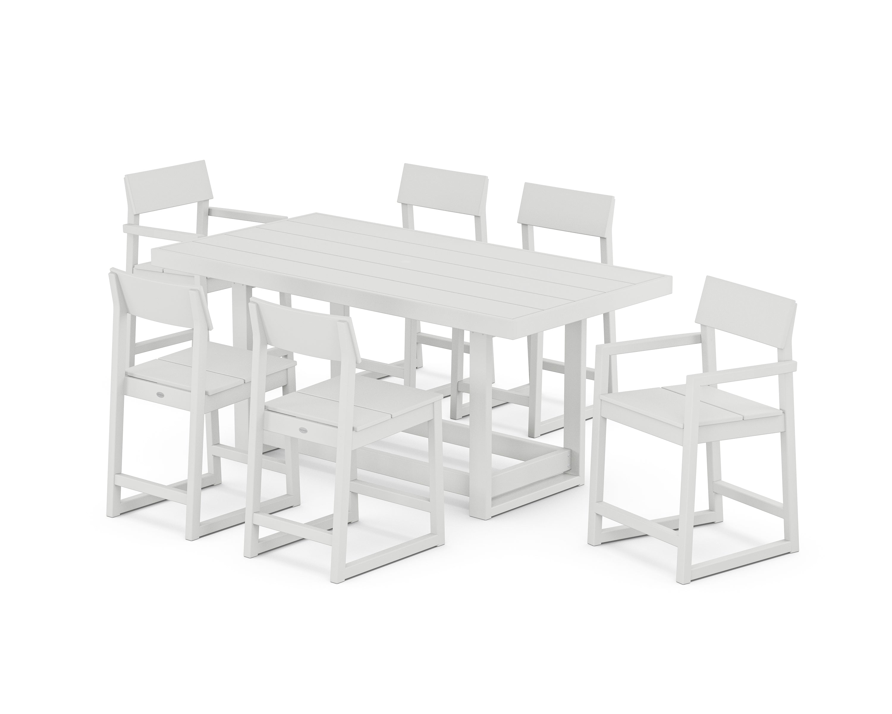 POLYWOOD EDGE 7-Piece Counter Table Set in White