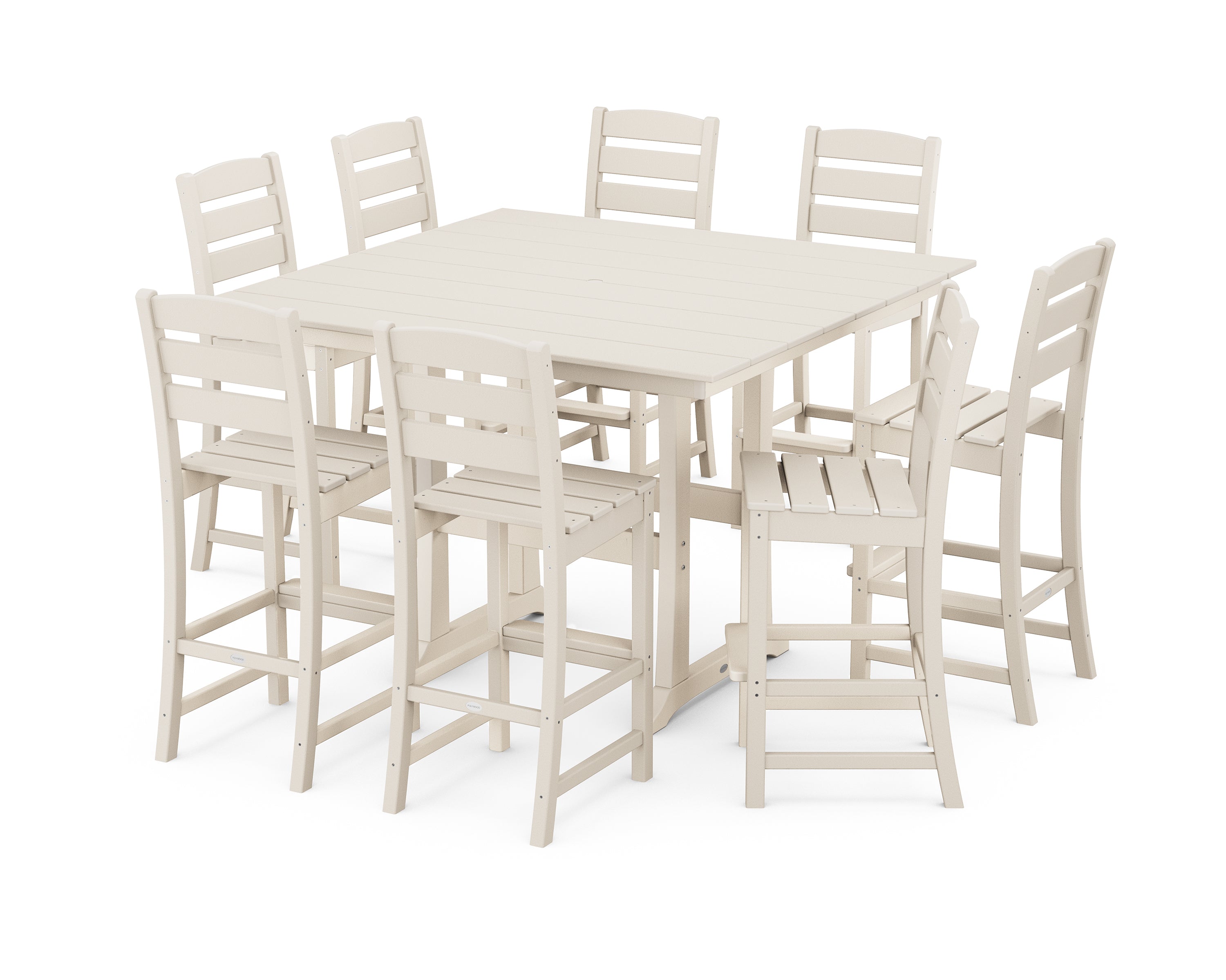 POLYWOOD® Lakeside 9-Piece Bar Side Chair Set in Sand