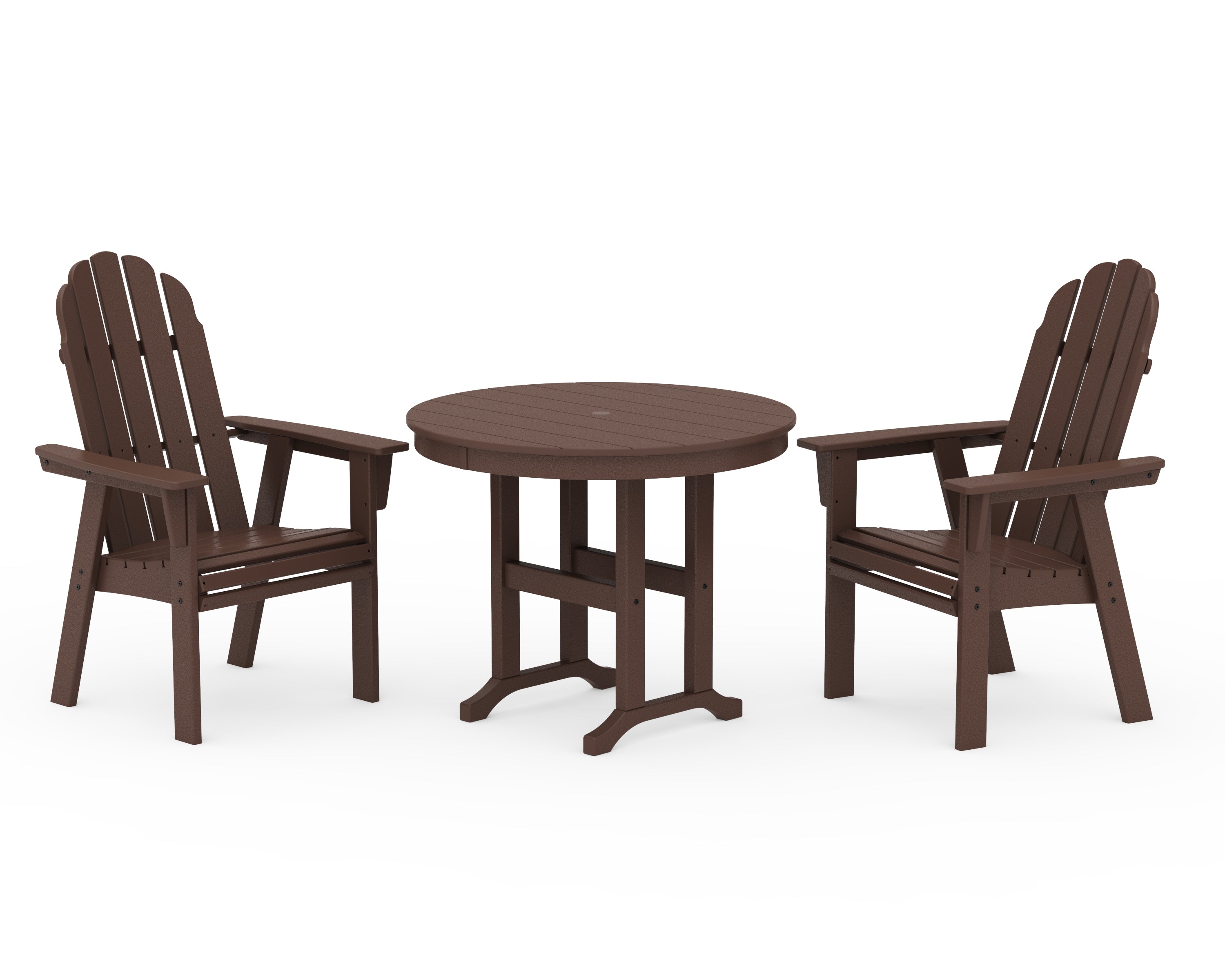 POLYWOOD Vineyard Adirondack 3-Piece Round Dining Set in Mahogany
