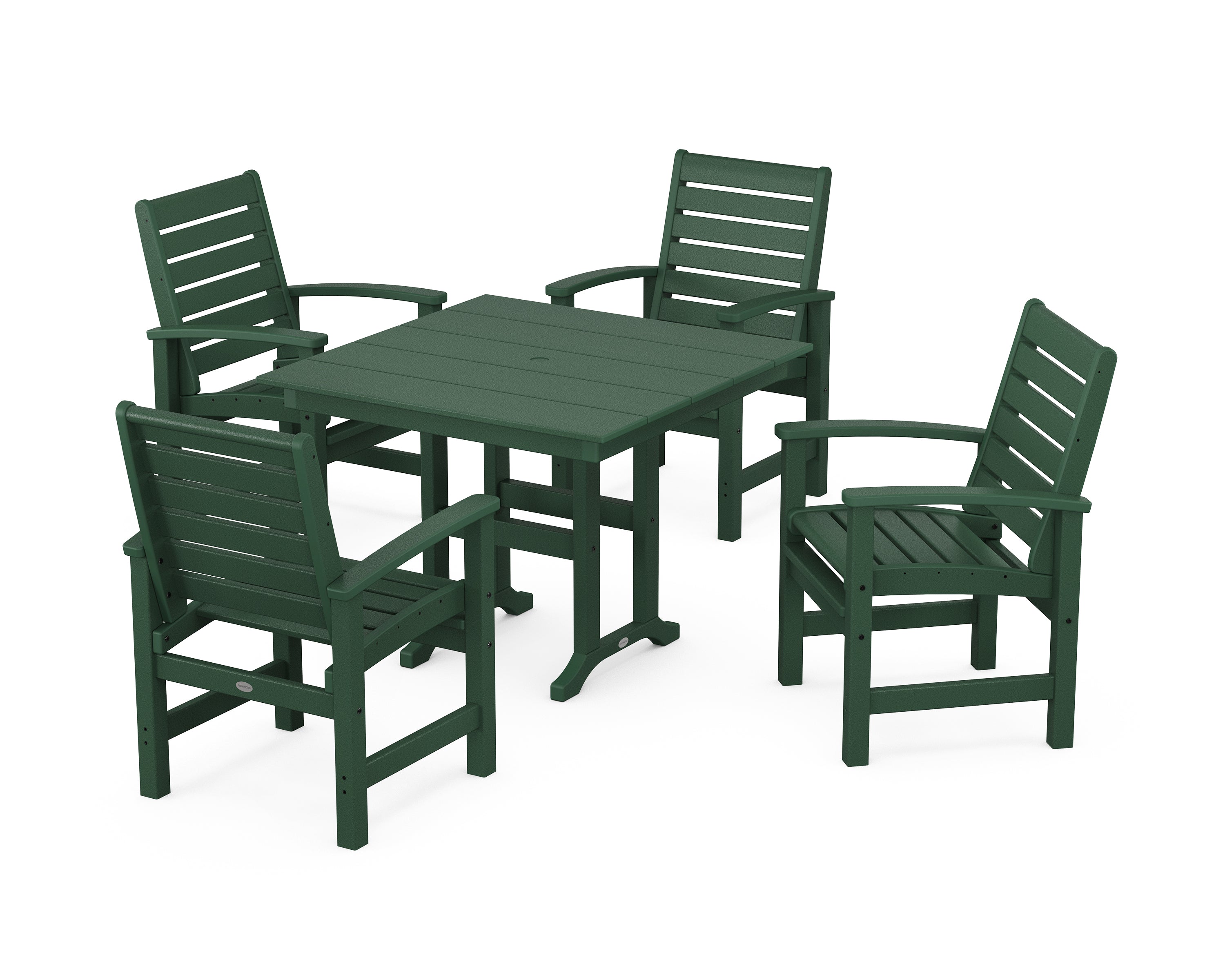 POLYWOOD® Signature 5-Piece Farmhouse Dining Set in Green
