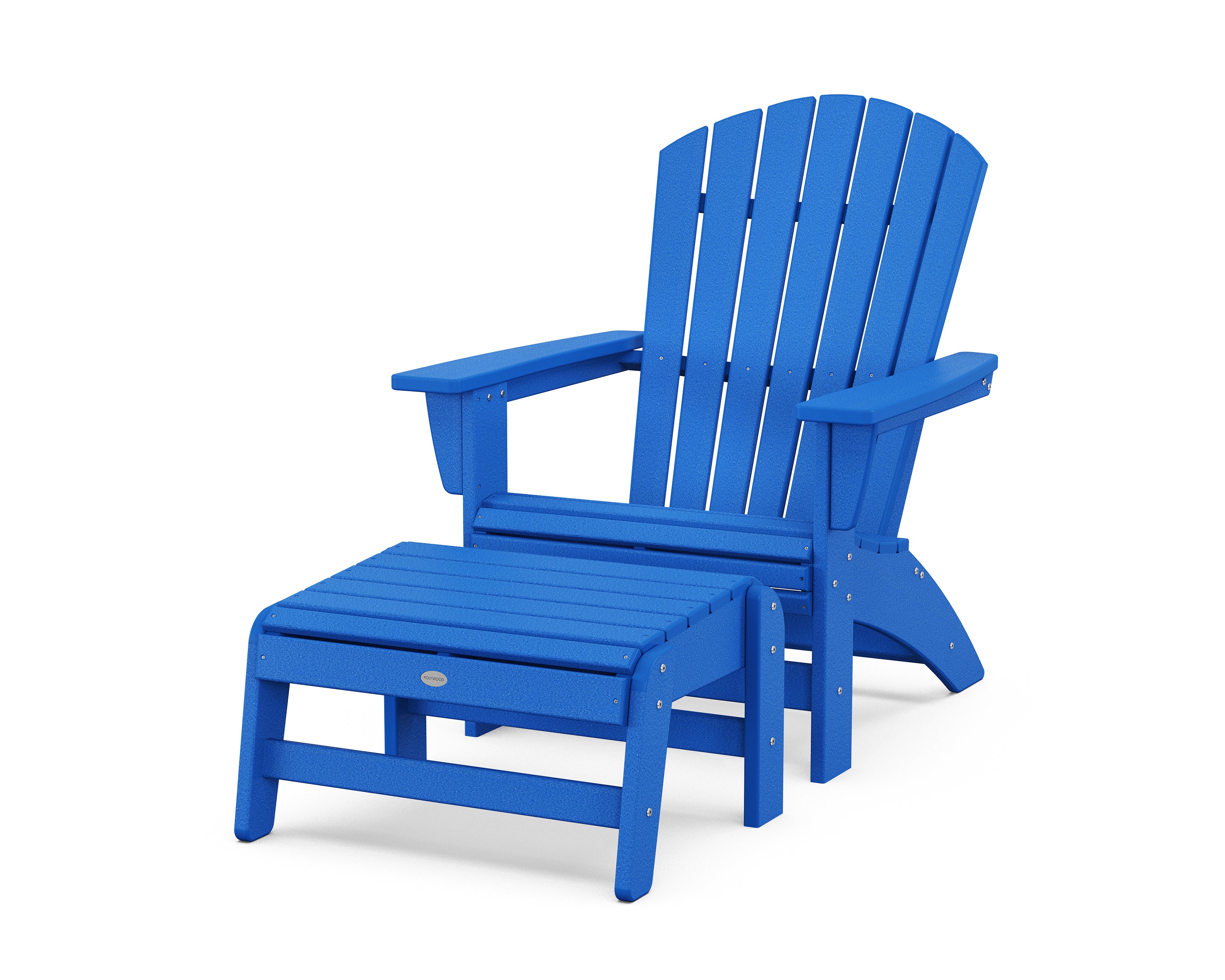 POLYWOOD Nautical Grand Adirondack Chair with Ottoman in Pacific Blue