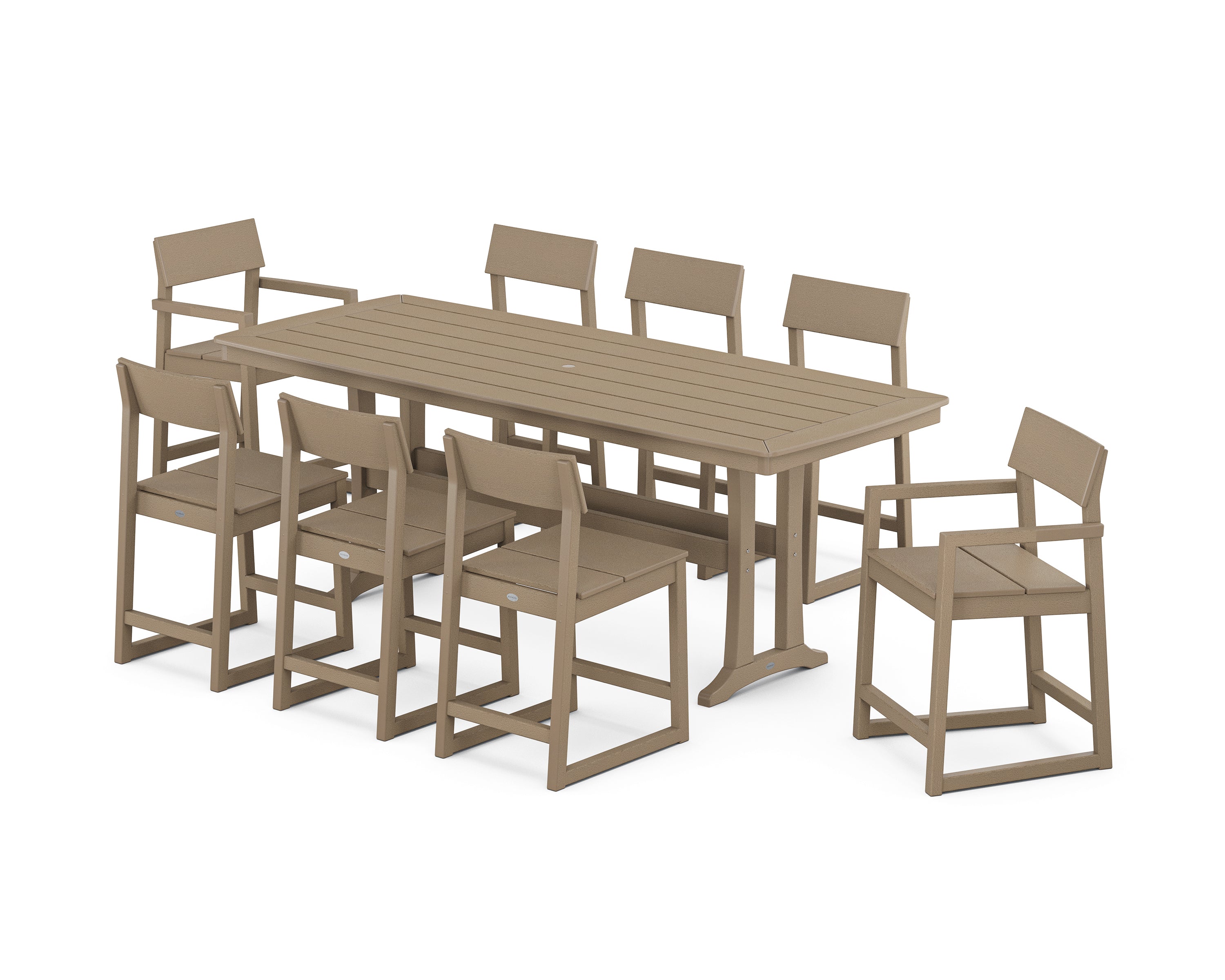 POLYWOOD EDGE 9-Piece Counter Set with Trestle Legs in Vintage Sahara