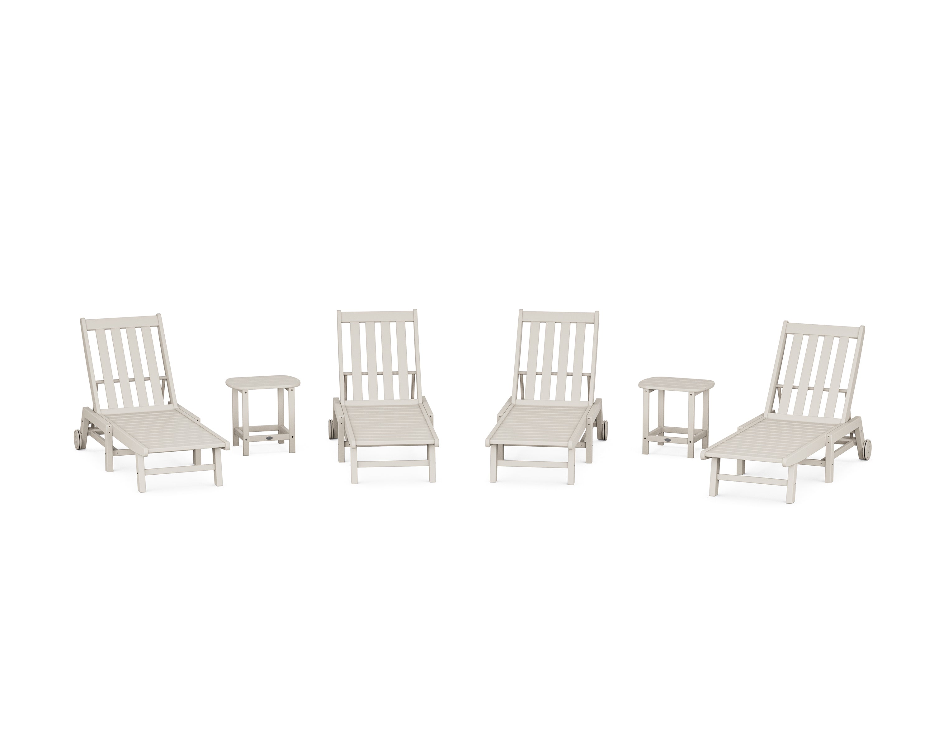 POLYWOOD Vineyard 6-Piece Chaise with Wheels Set in Sand