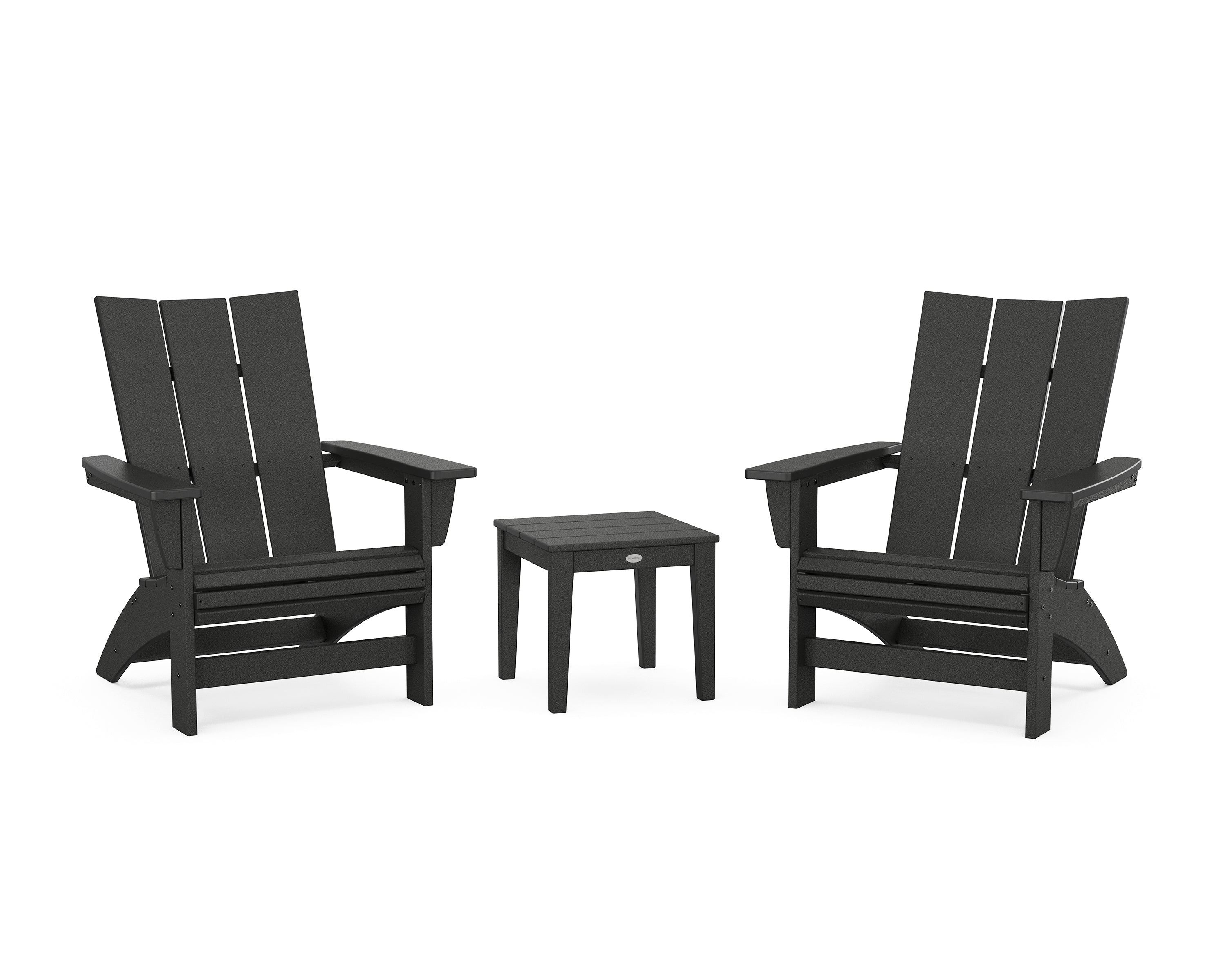 POLYWOOD® 3-Piece Modern Grand Adirondack Set in Black