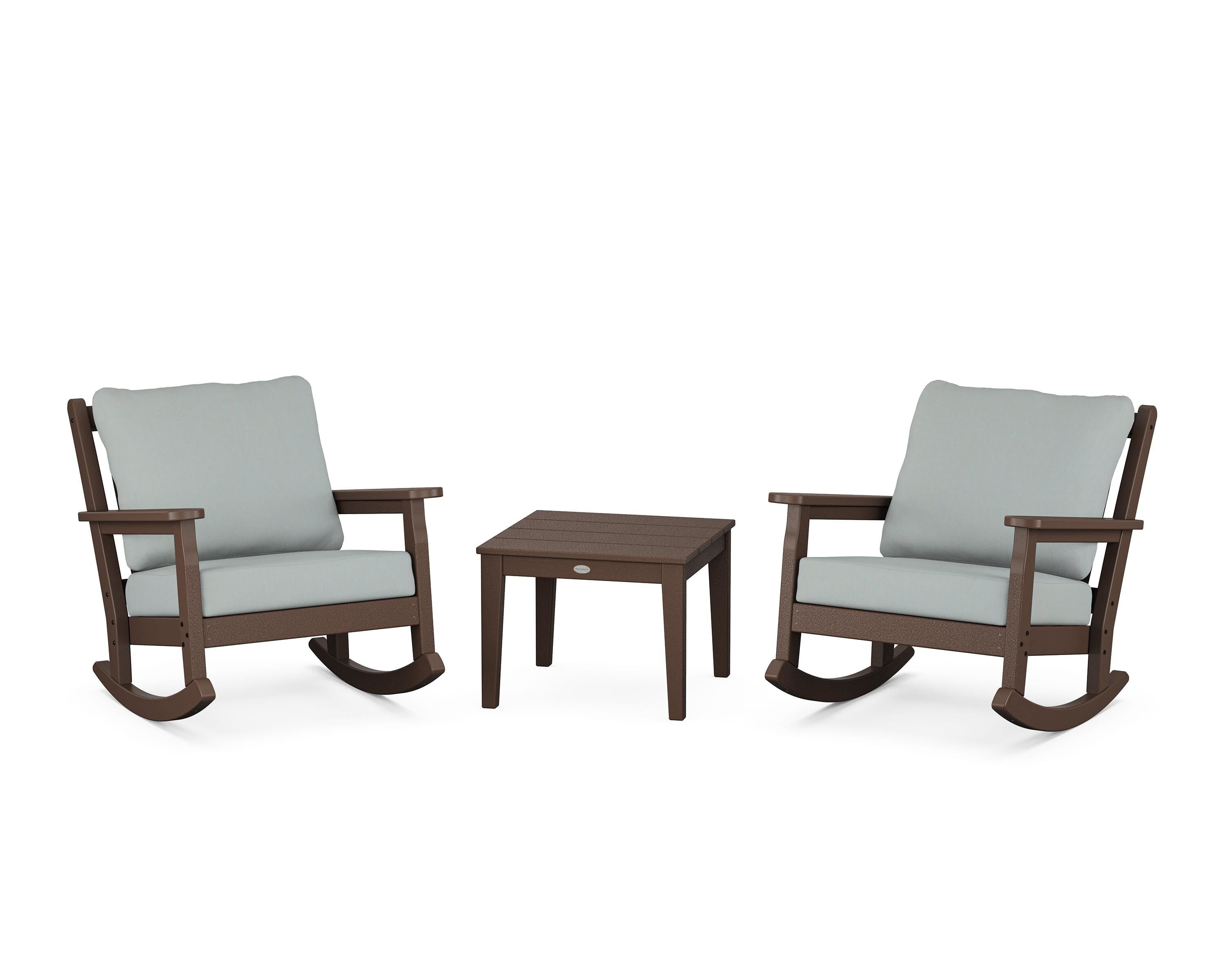 POLYWOOD Chippendale 3-Piece Deep Seating Rocker Set in Mahogany / Spa