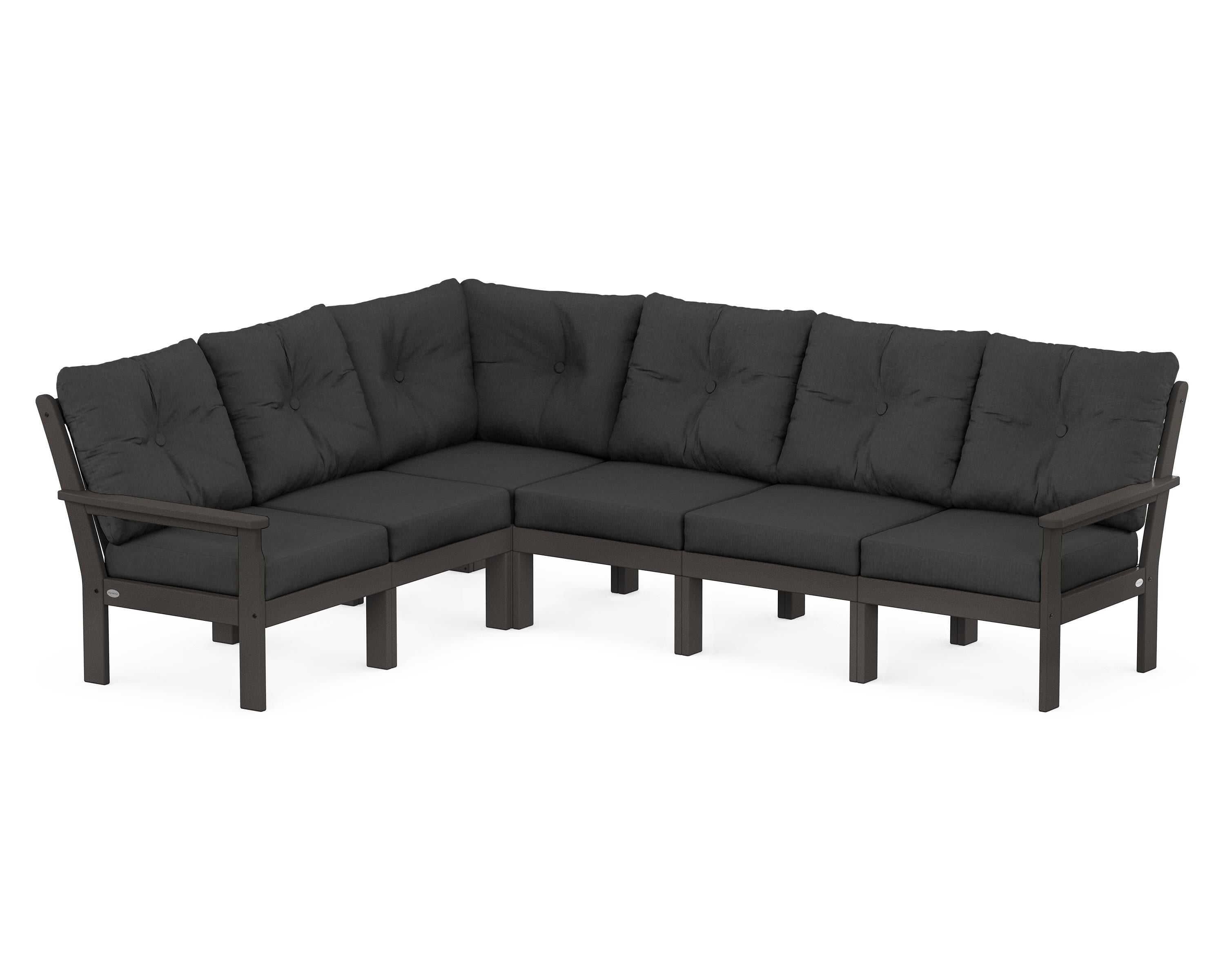 POLYWOOD Vineyard 6-Piece Sectional in Vintage Coffee / Spectrum Carbon