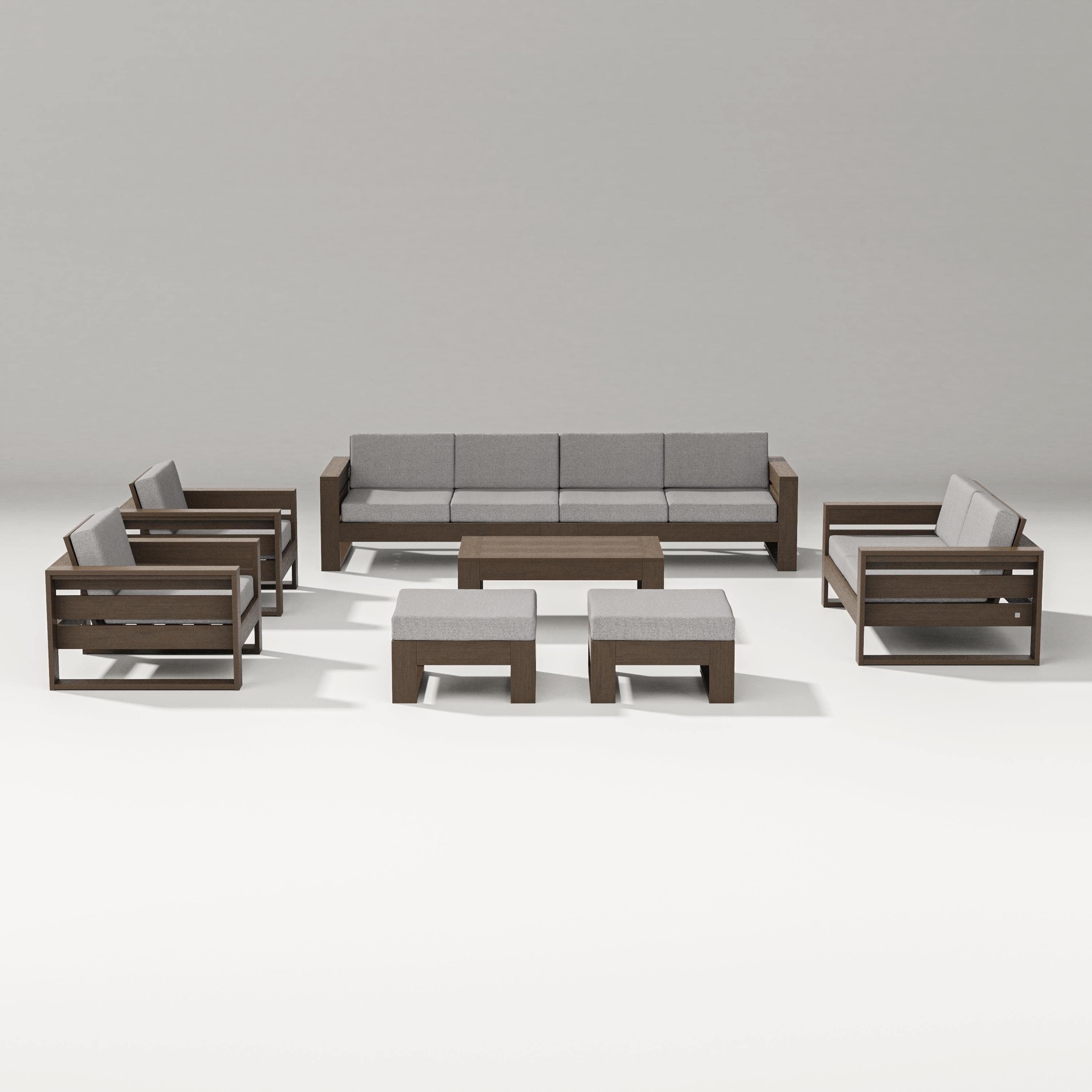 PW Designer Series Latitude 8-Piece Lounge Sofa Set in Kona / Grey Mist