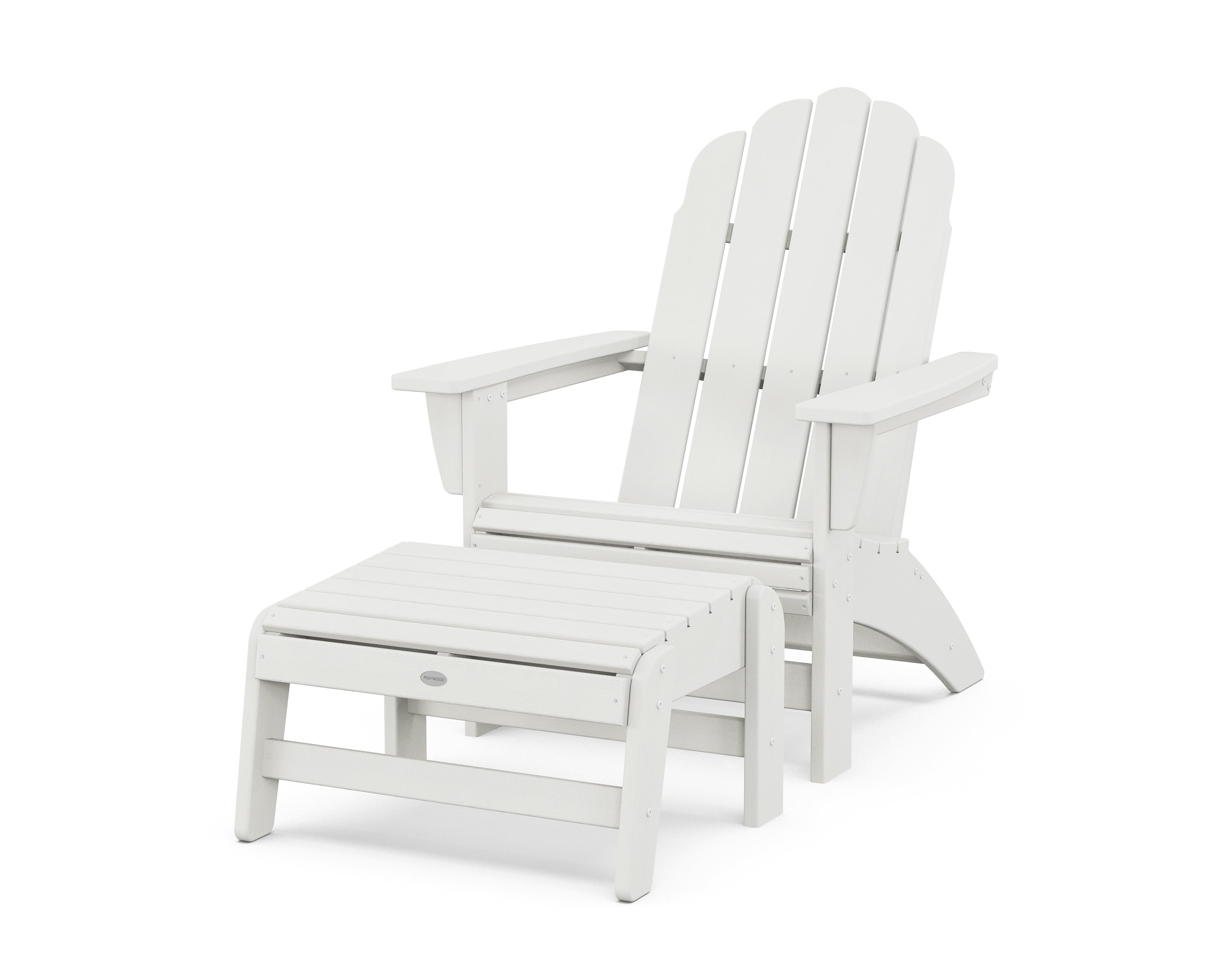 POLYWOOD Vineyard Grand Adirondack Chair with Ottoman in Vintage White