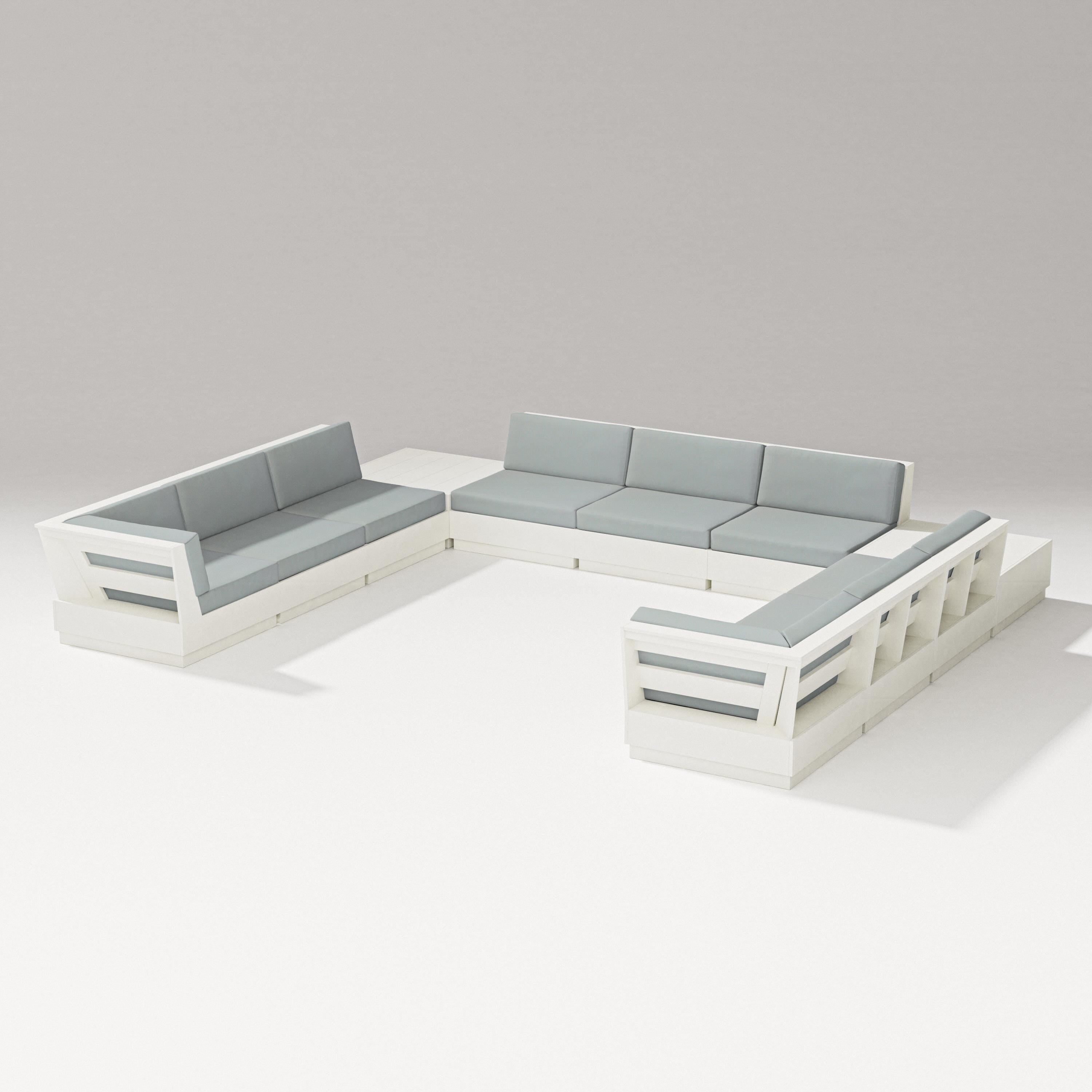 PW Designer Series Elevate 11-Piece U-Shaped Sofa Sectional in Vintage White / Spa