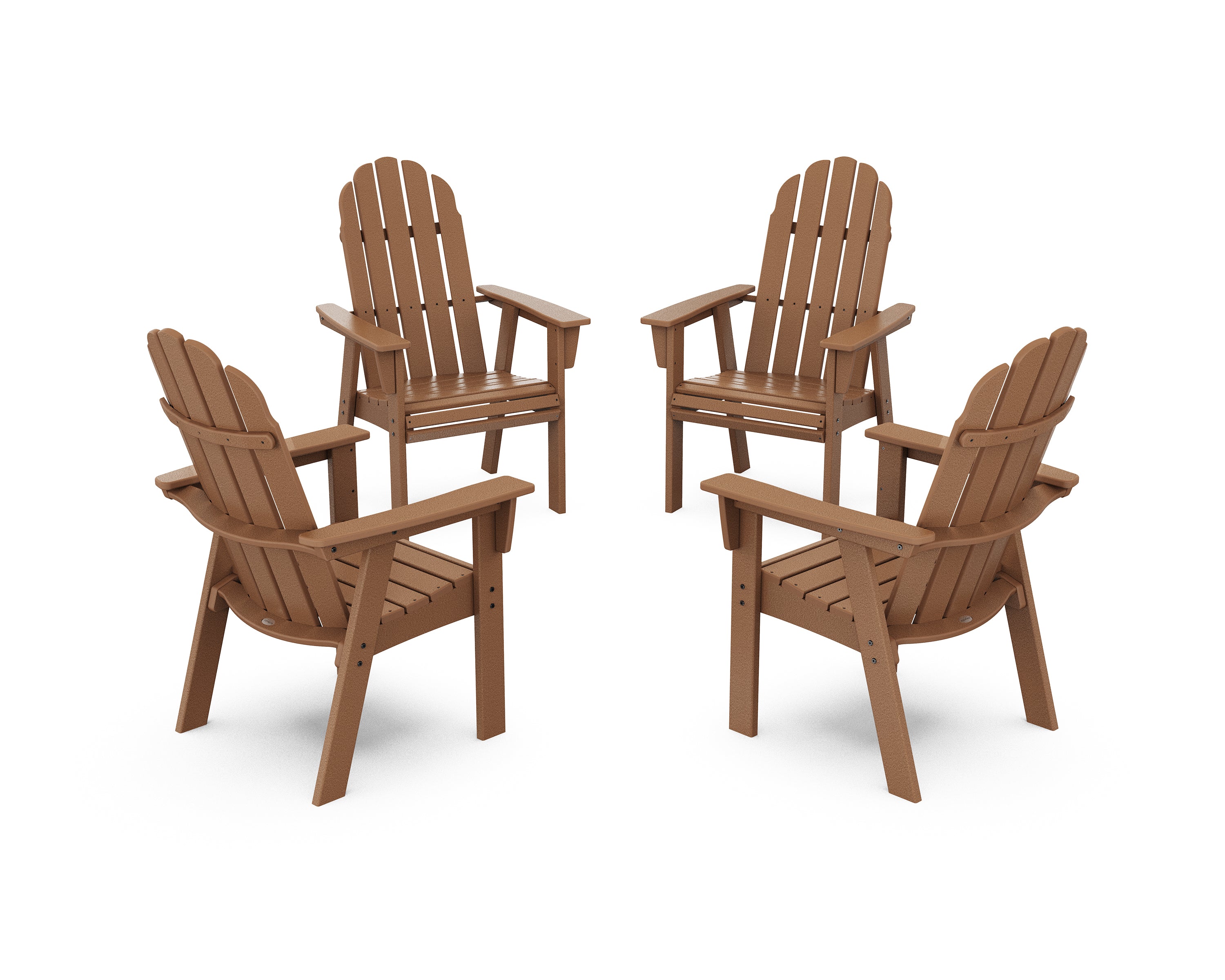 POLYWOOD Vineyard 4-Piece Curveback Upright Adirondack Conversation Set in Teak
