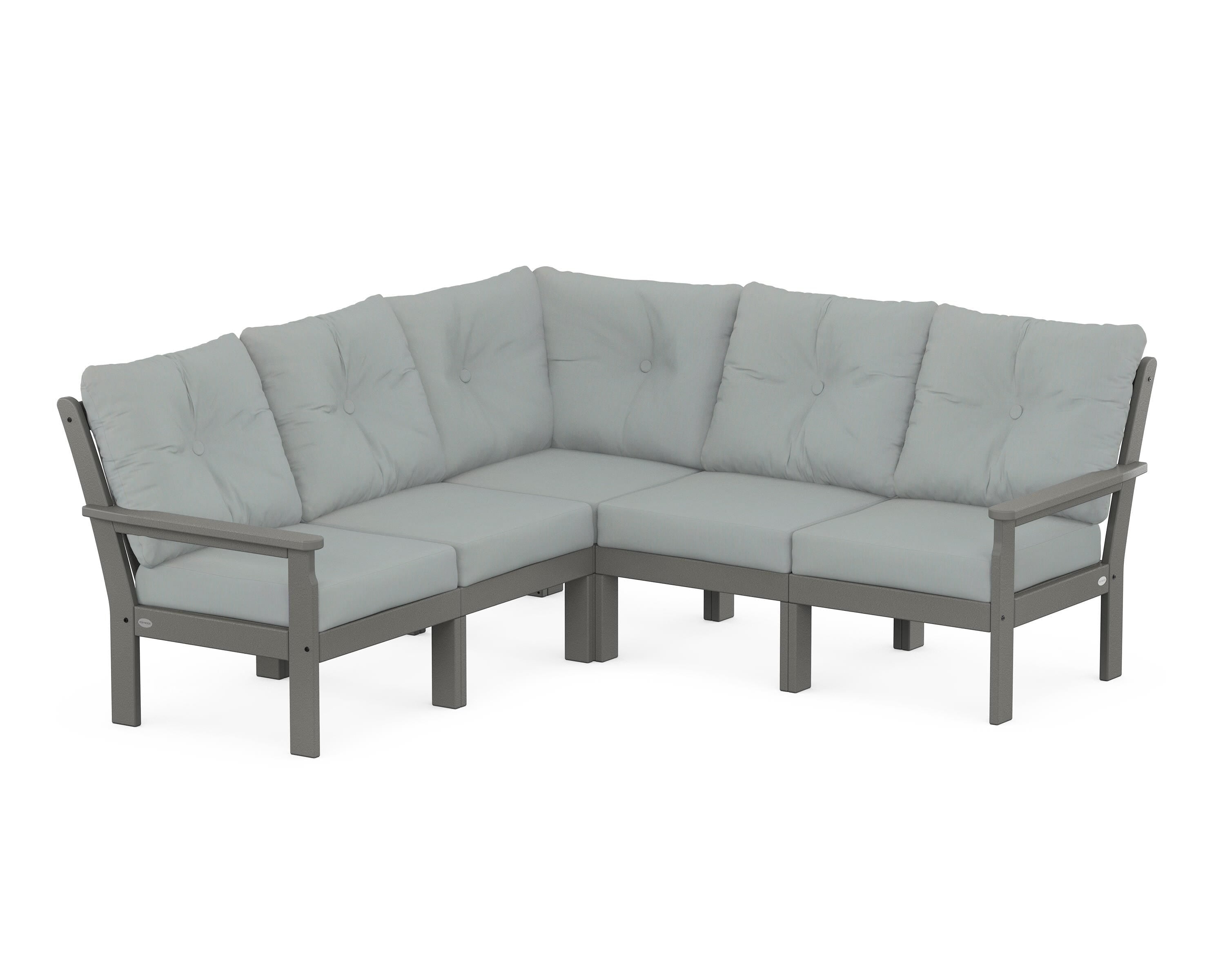 POLYWOOD Vineyard 5-Piece Sectional in Slate Grey / Spa