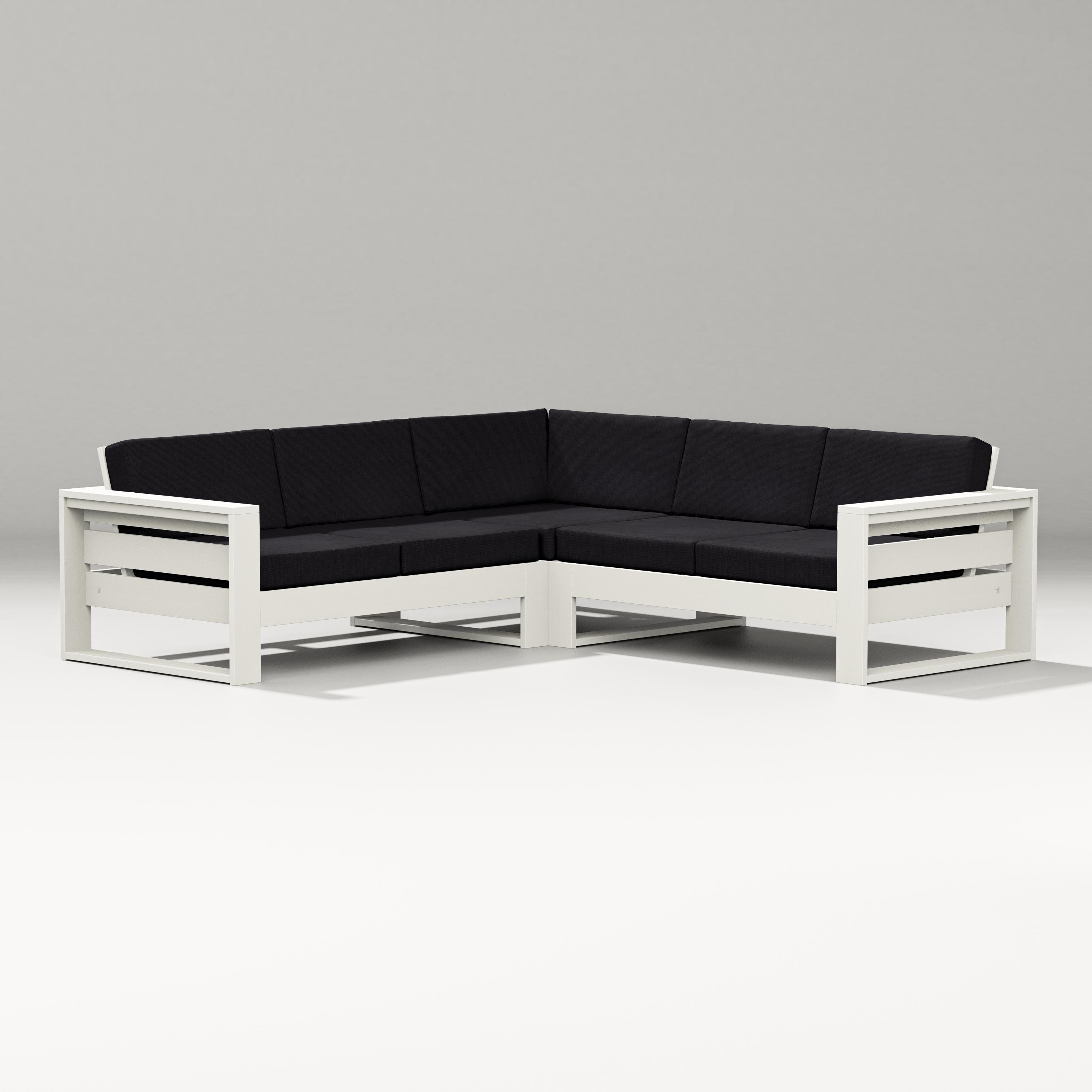 PW Designer Series Latitude Corner Sectional in Vintage White / Midnight Linen