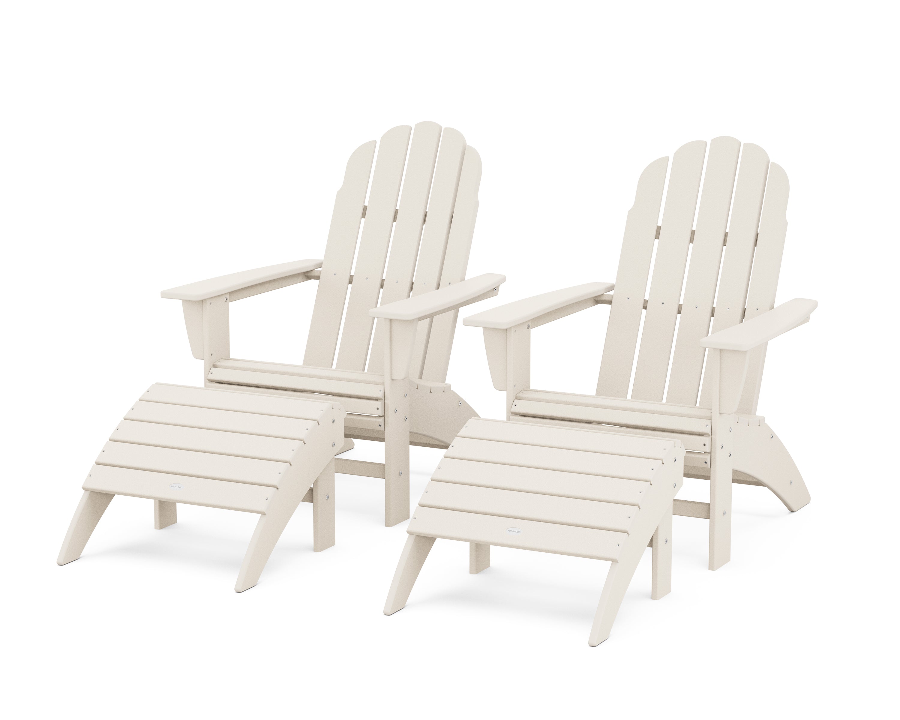 POLYWOOD® Vineyard Curveback Adirondack Chair 4-Piece Set with Ottomans in Sand