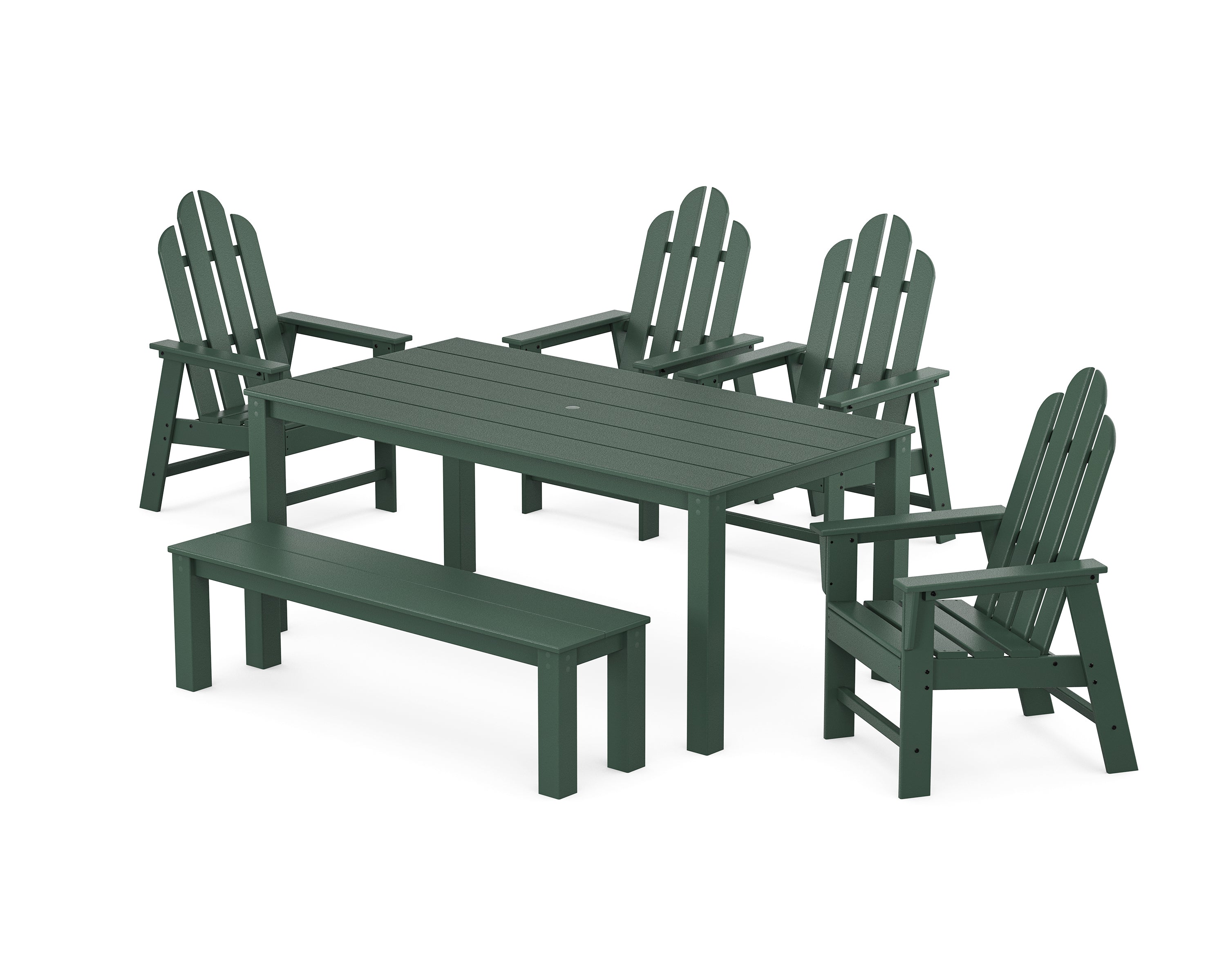 POLYWOOD Long Island 6-Piece Parsons Dining Set with Bench in Green