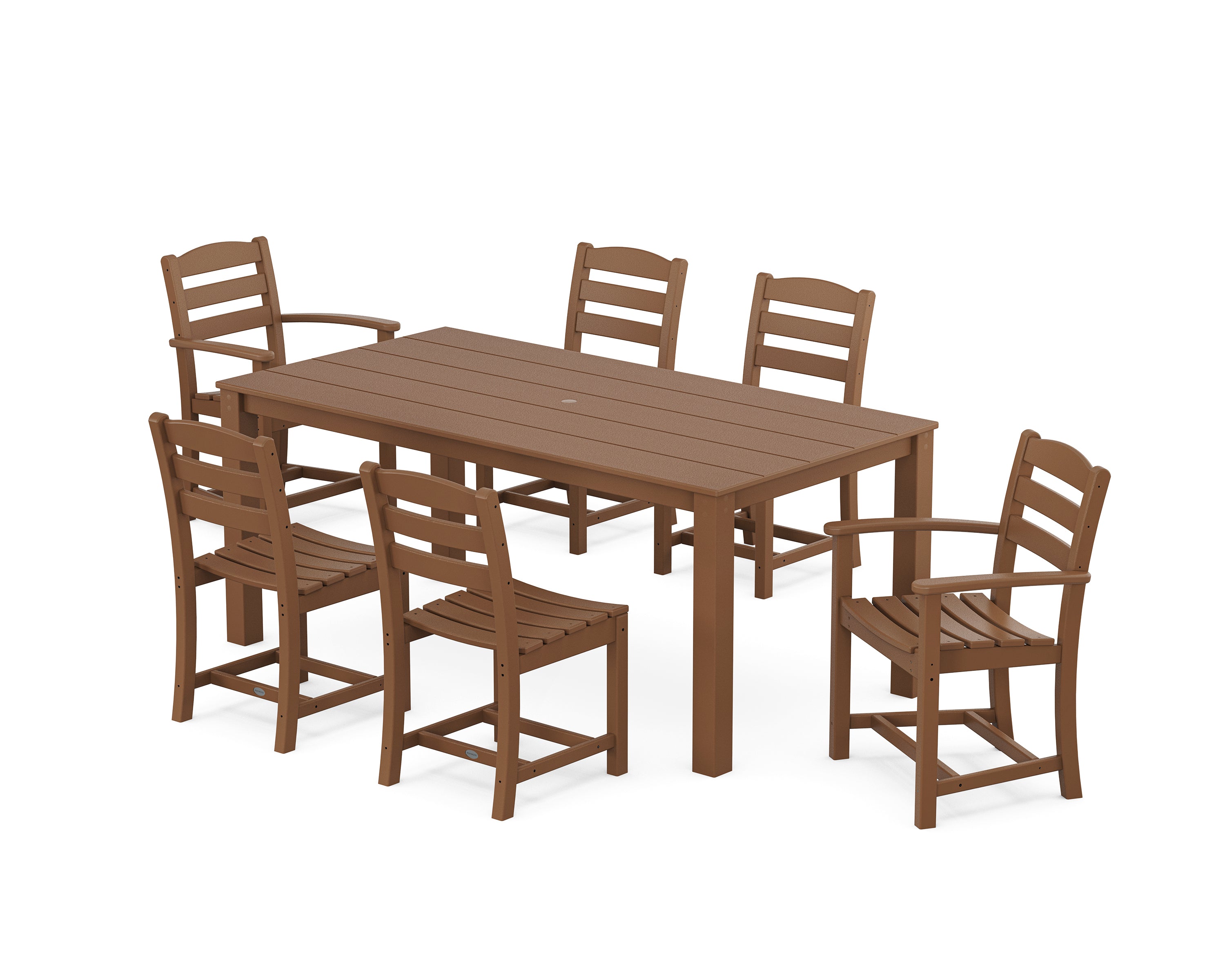 POLYWOOD La Casa Cafe' 7-Piece Parsons Dining Set in Teak