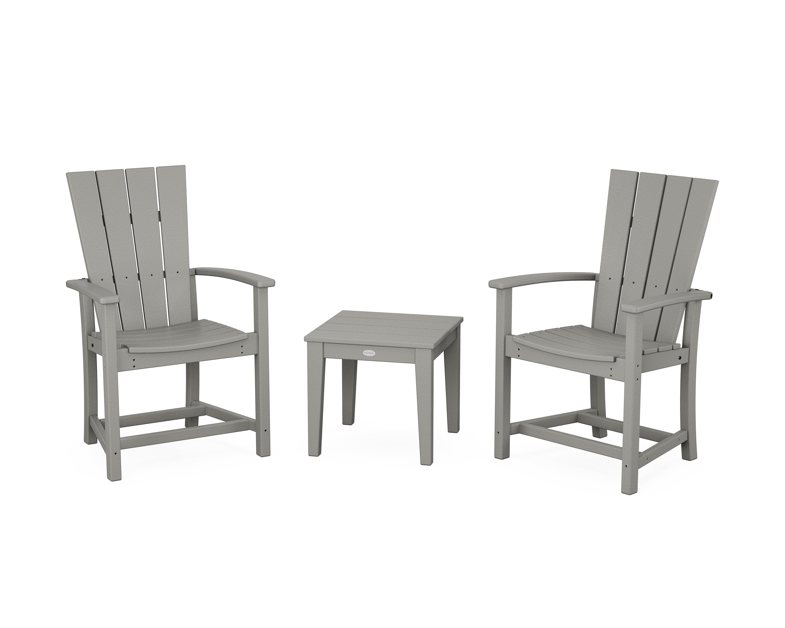 POLYWOOD Quattro 3-Piece Upright Adirondack Chair Set in Slate Grey